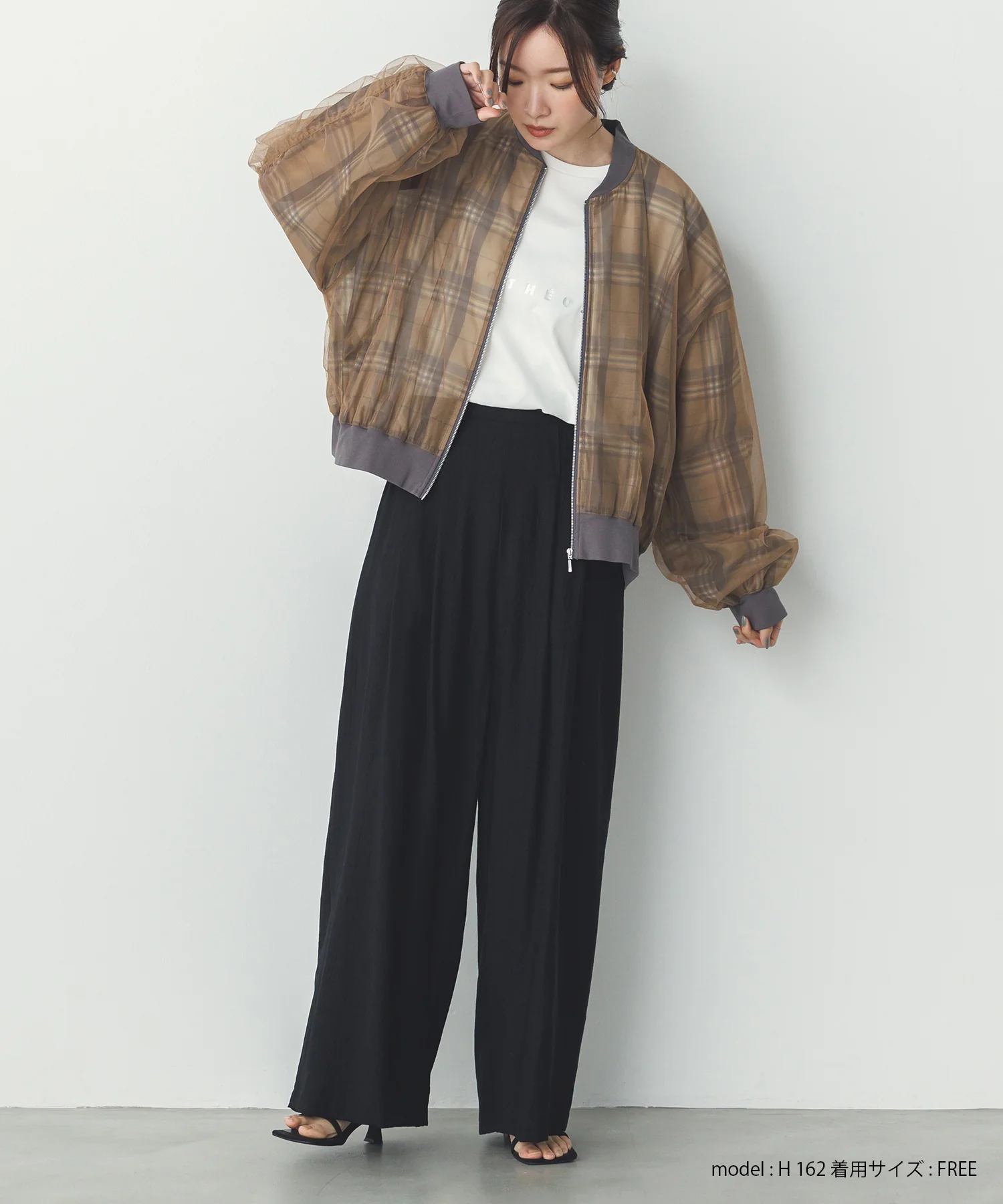 チュールシアー チェックブルゾン