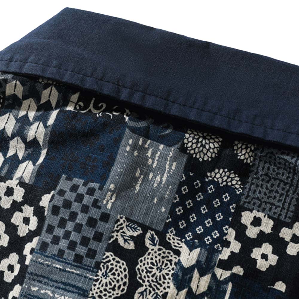 レトロ風パッチワークペイズリー柄長袖シャツ