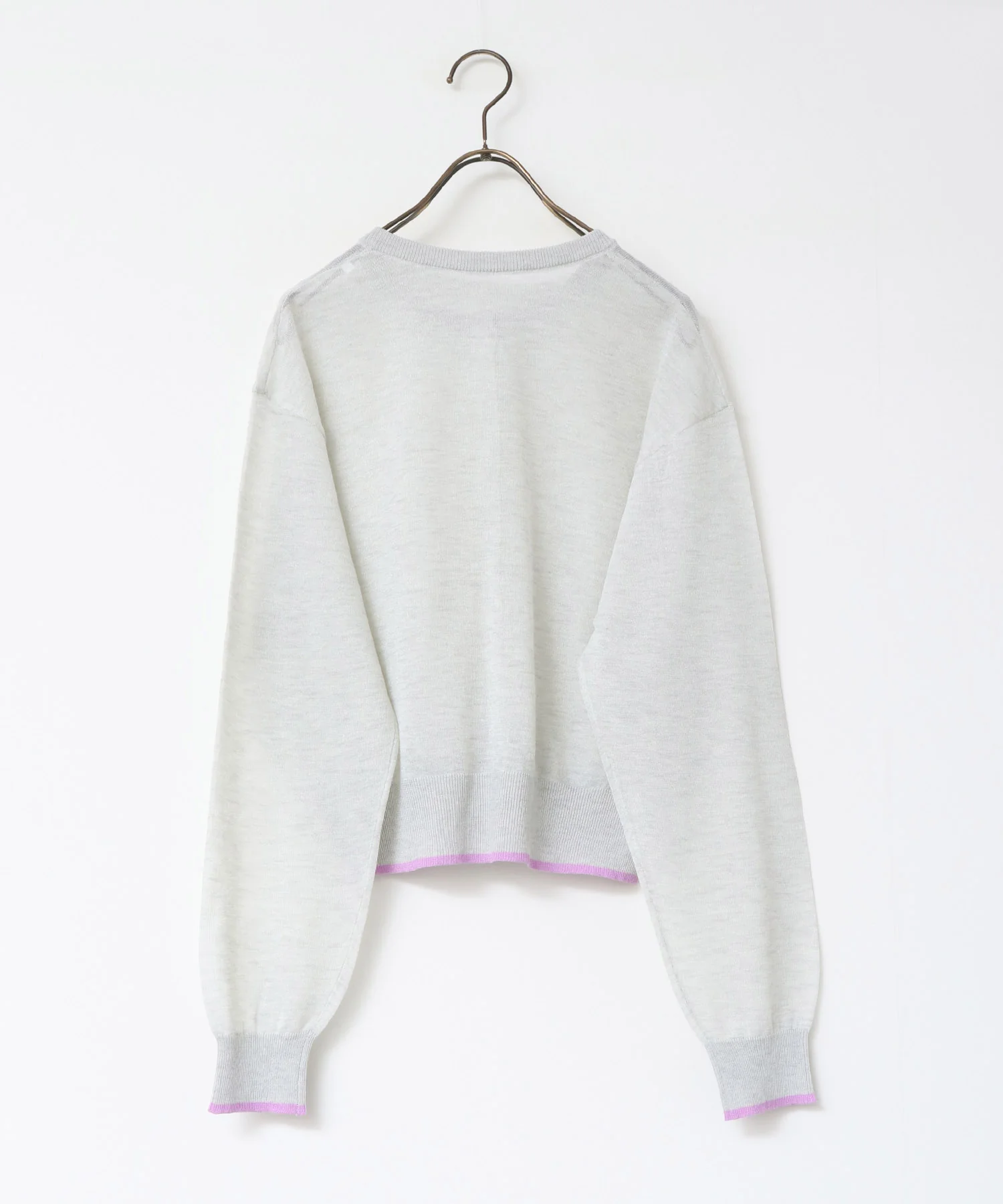 バイカラー シアーニットカーデ