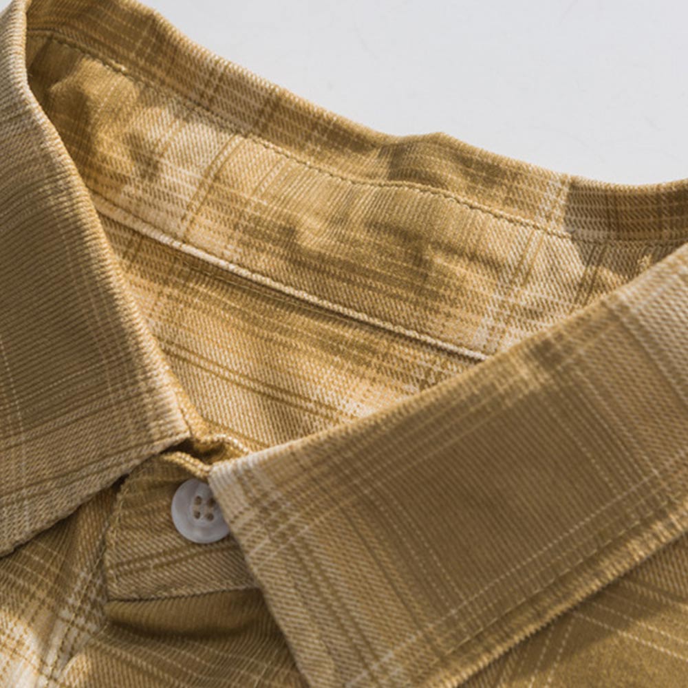 アメリカン無地チェック　 コーデュロイ刺繍シャツ