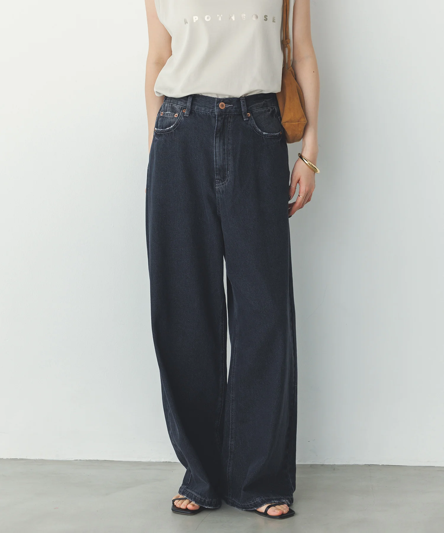 ダメージデニム ゆるストレートパンツ