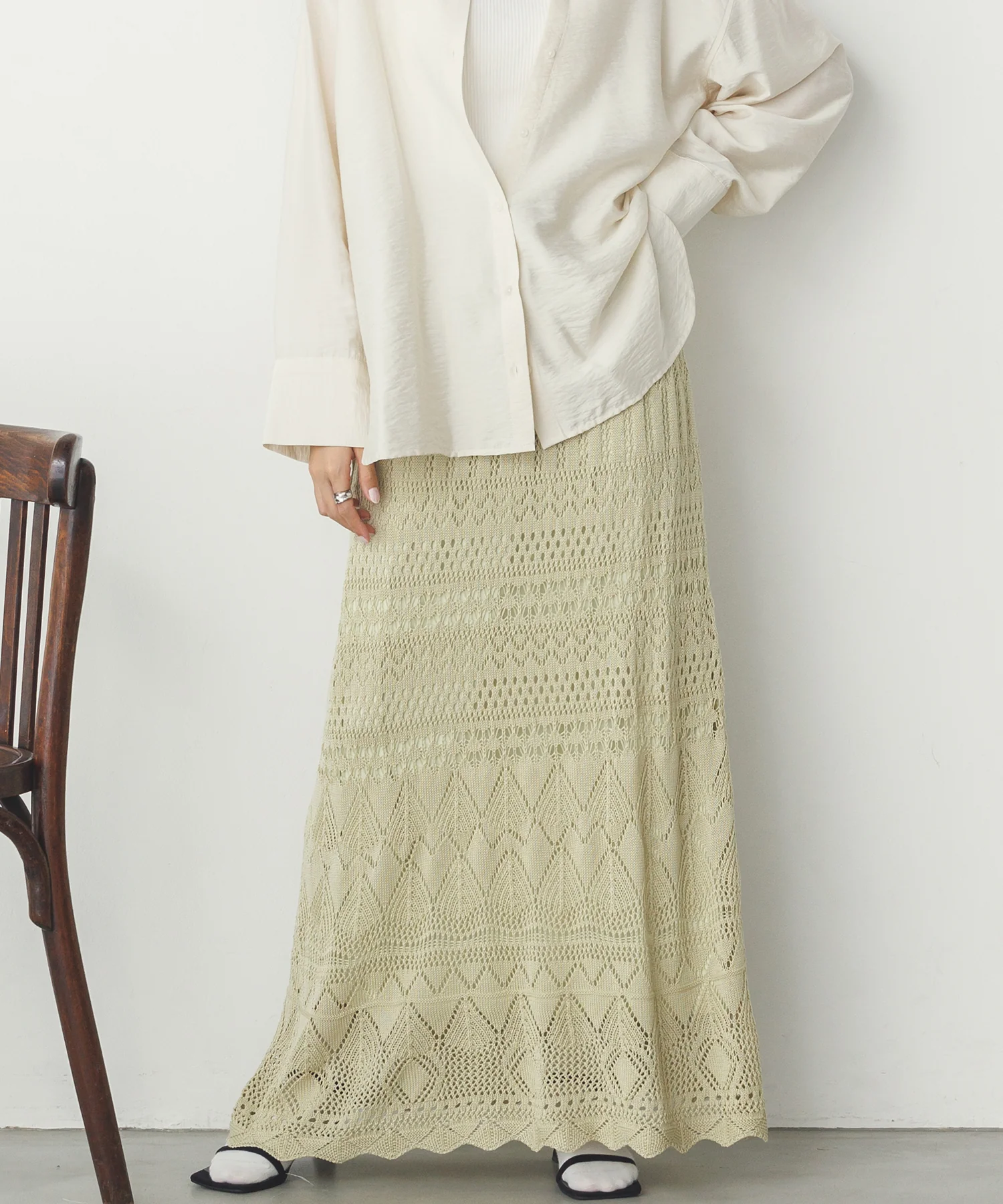 透かし編み ニットスカート