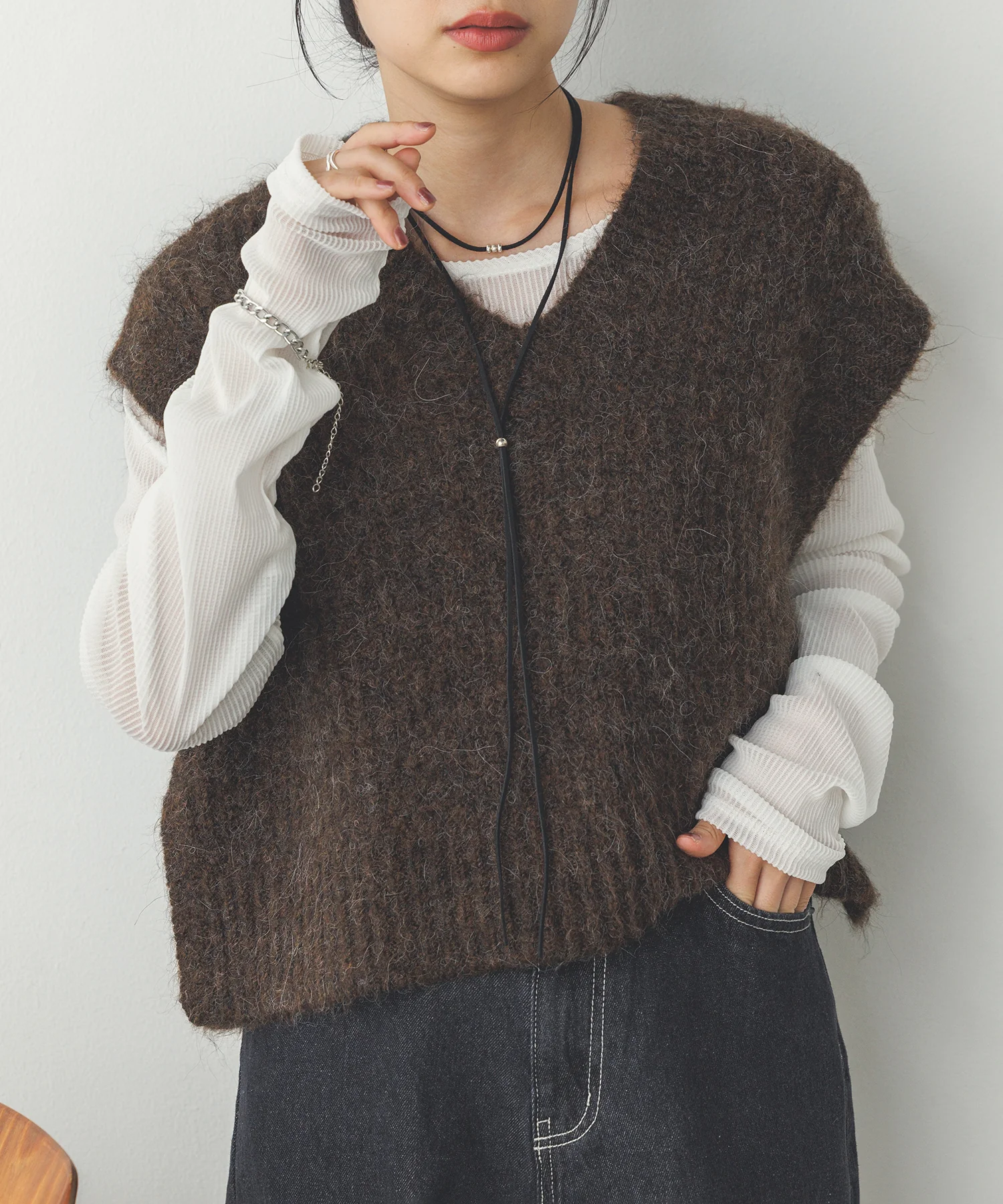 前後２WAY ショートニットベスト