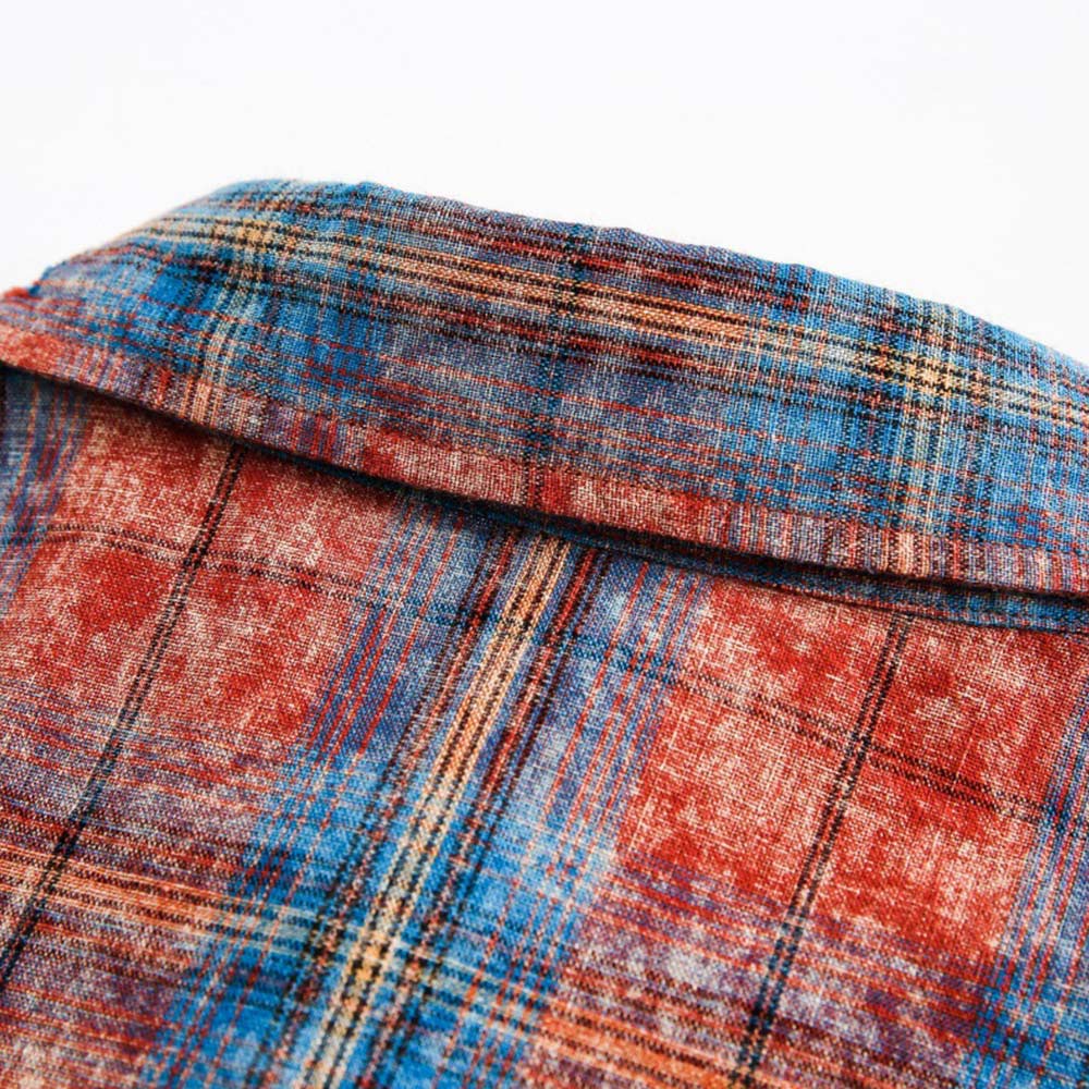 アメカジ　絞り染めチェックシャツ