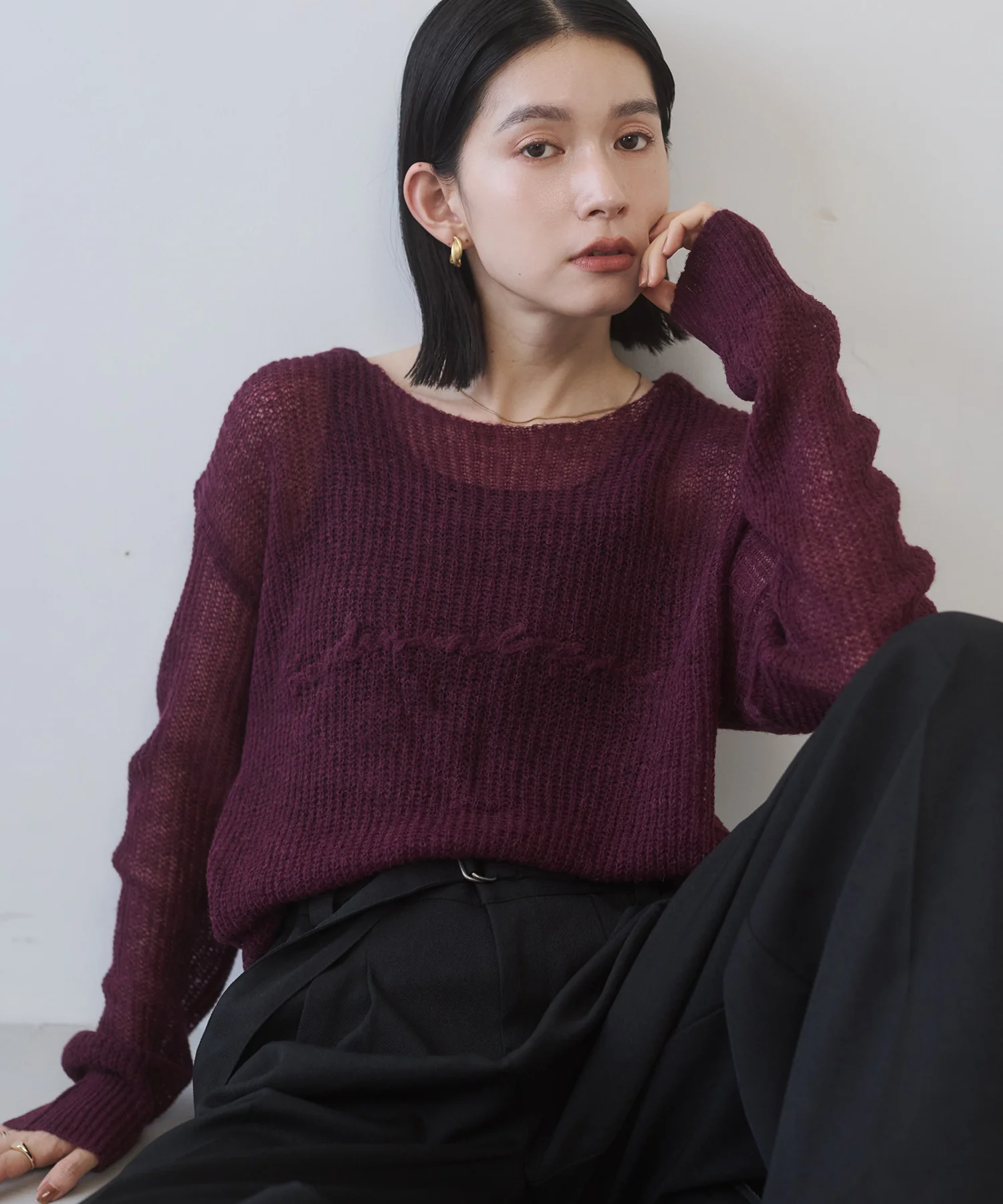 アルパカニット ロゴシアートップス