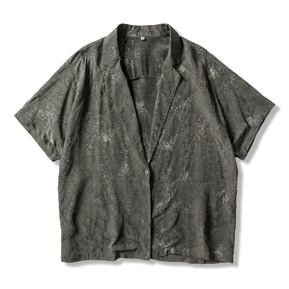 和風ジャカード半纏風シャツ半袖 