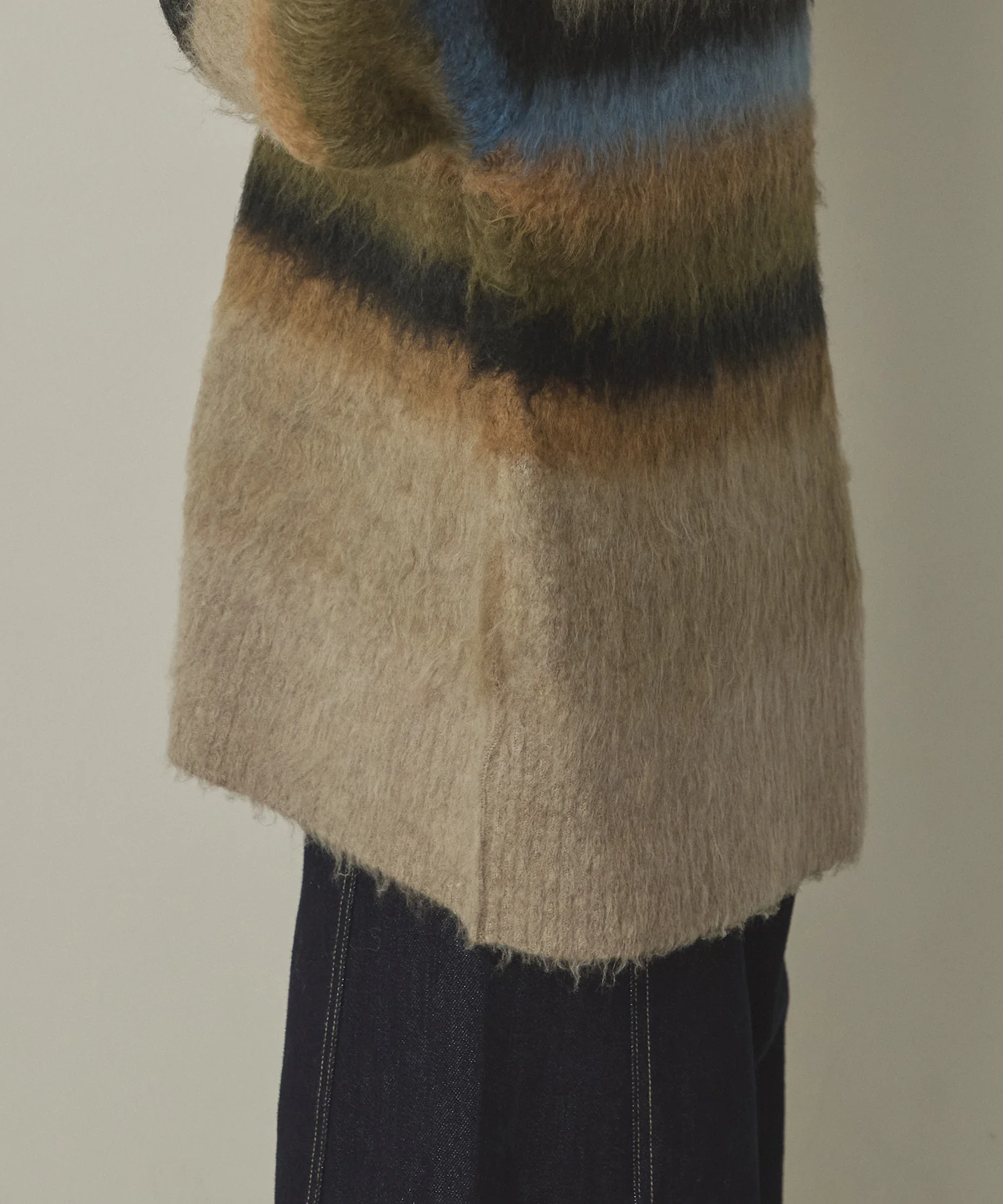 起毛シャギー ボーダーニットカーディガン