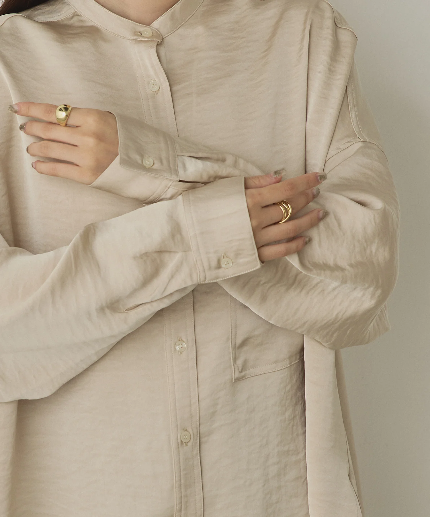 マットサテン オーバーシャツ