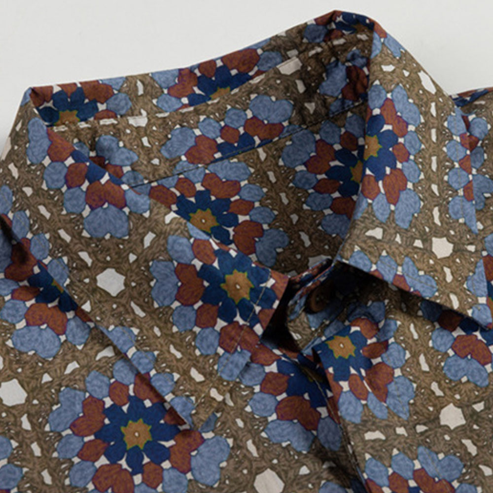 かぎ針編み風 グラニースクエア柄アロハシャツ