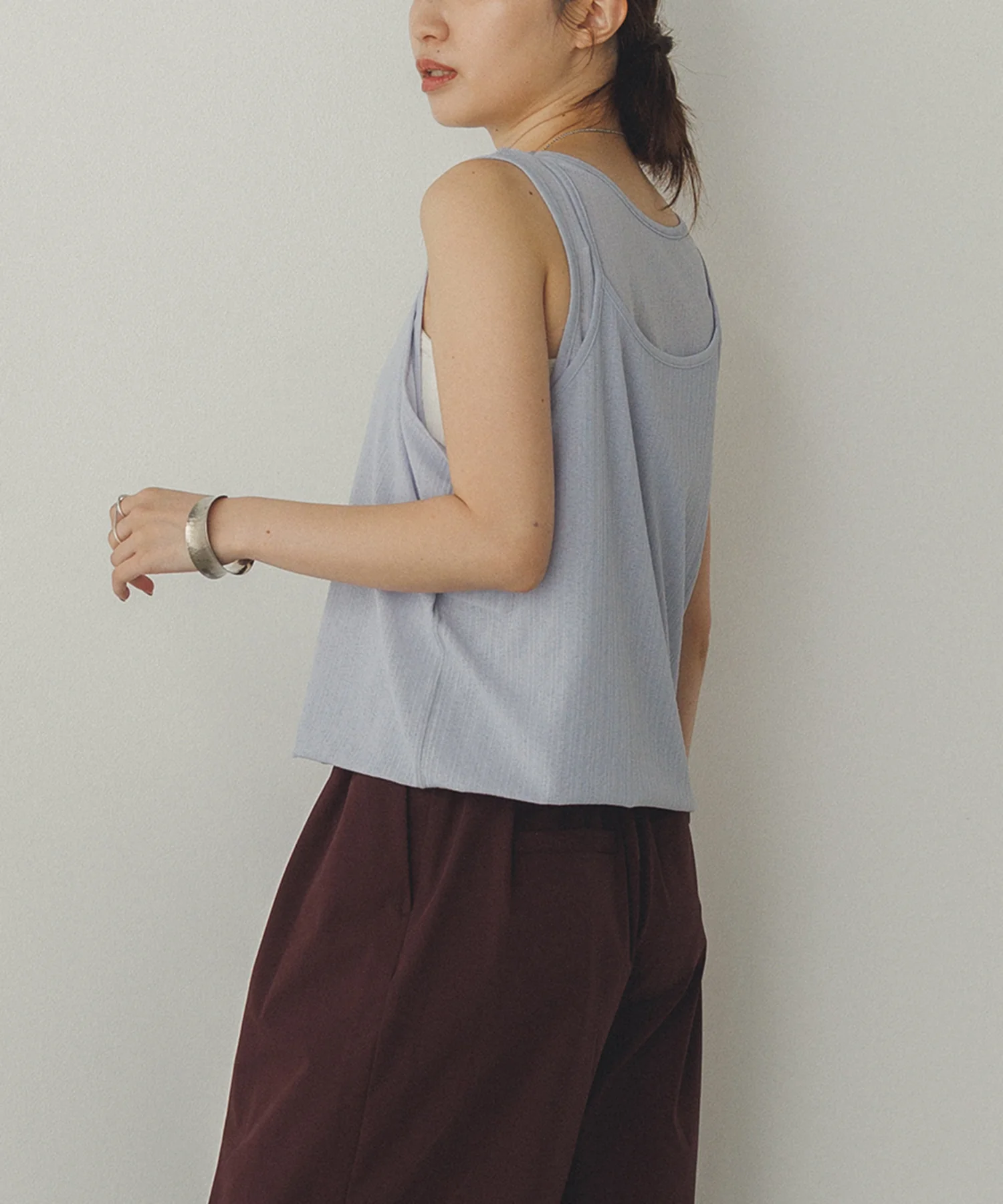 ランダムリブ シアータンクトップ