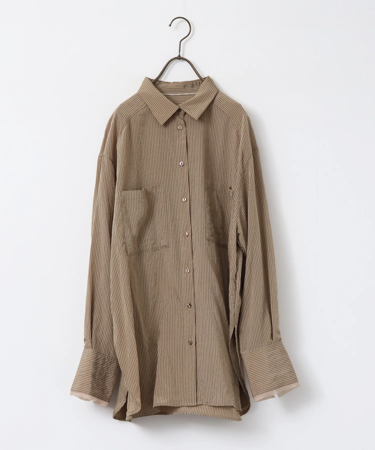 ツヤストライプ オーバーシャツ