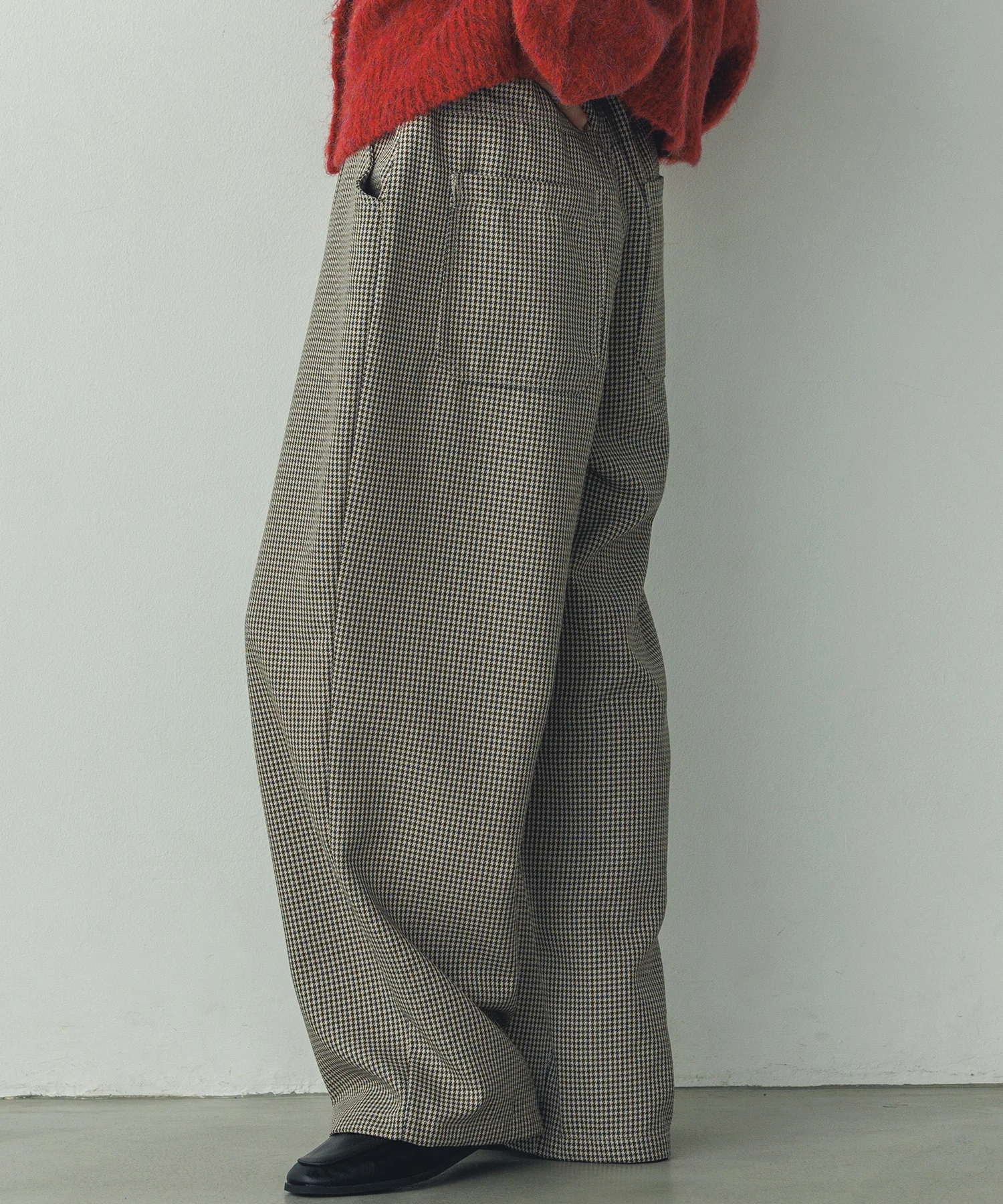 ハウンズトゥースチェック ワイドパンツ