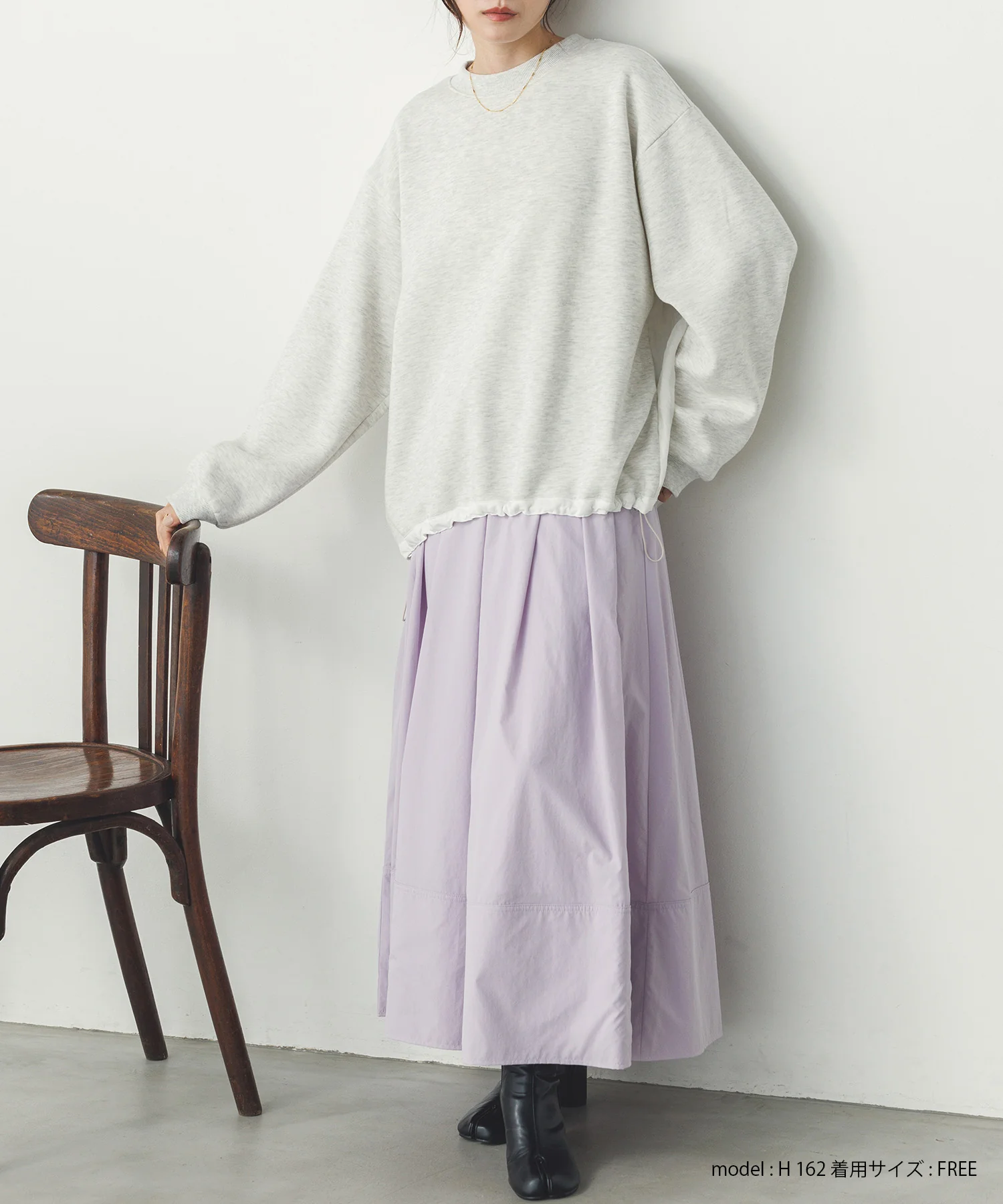 バックシアー 裏起毛バルーンスウェット