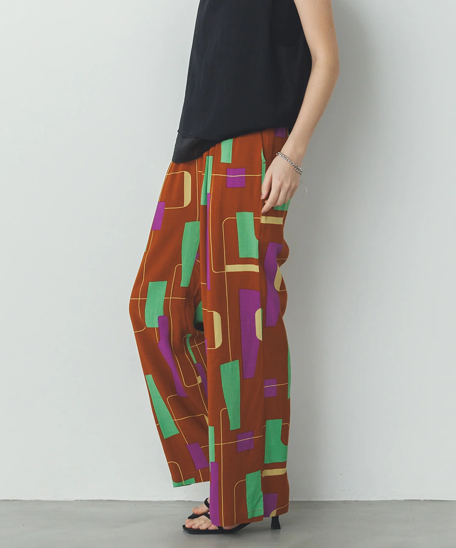 レーヨン スラブプリント イージーパンツ