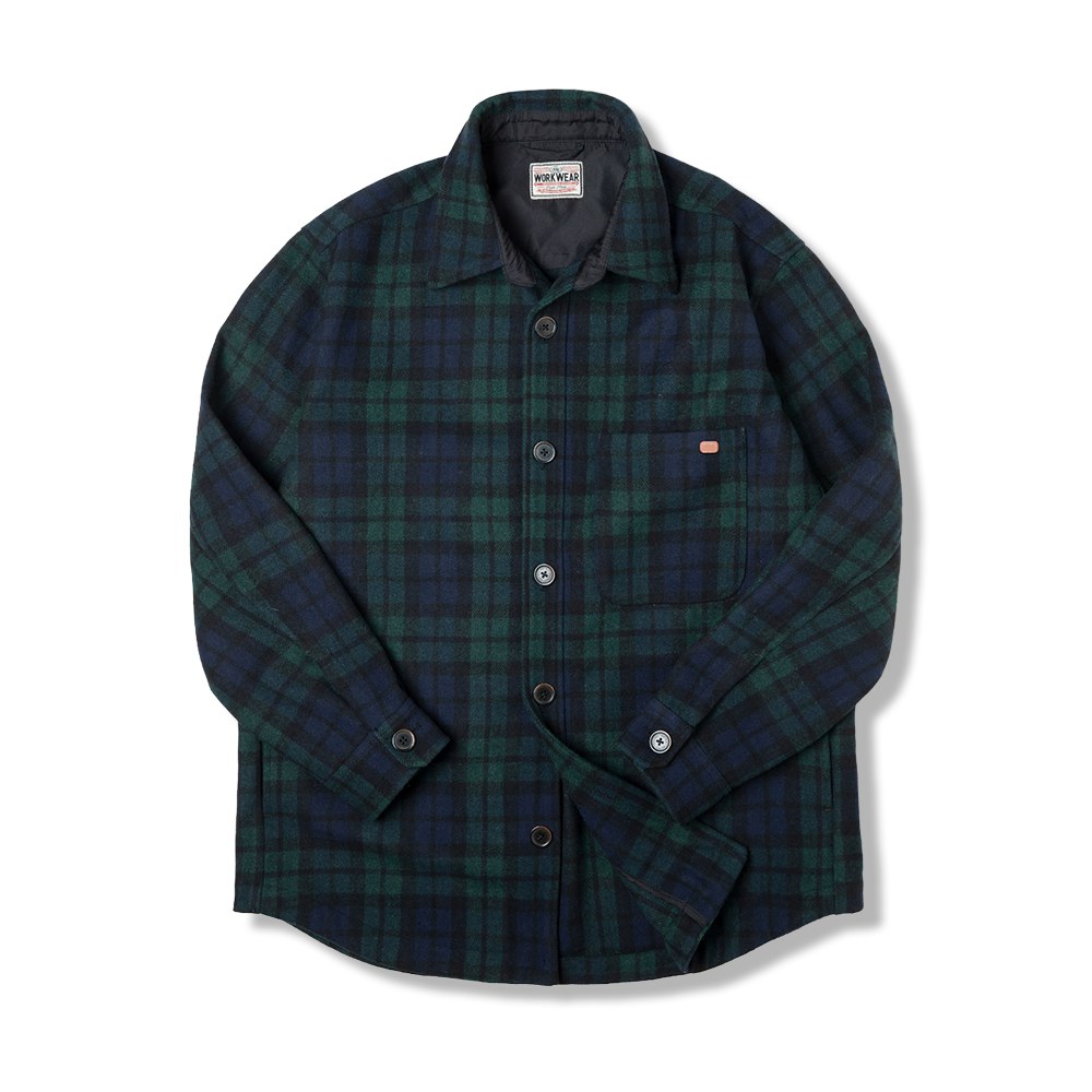 ウール混紡　ブラックウォッチ柄ワークシャツ