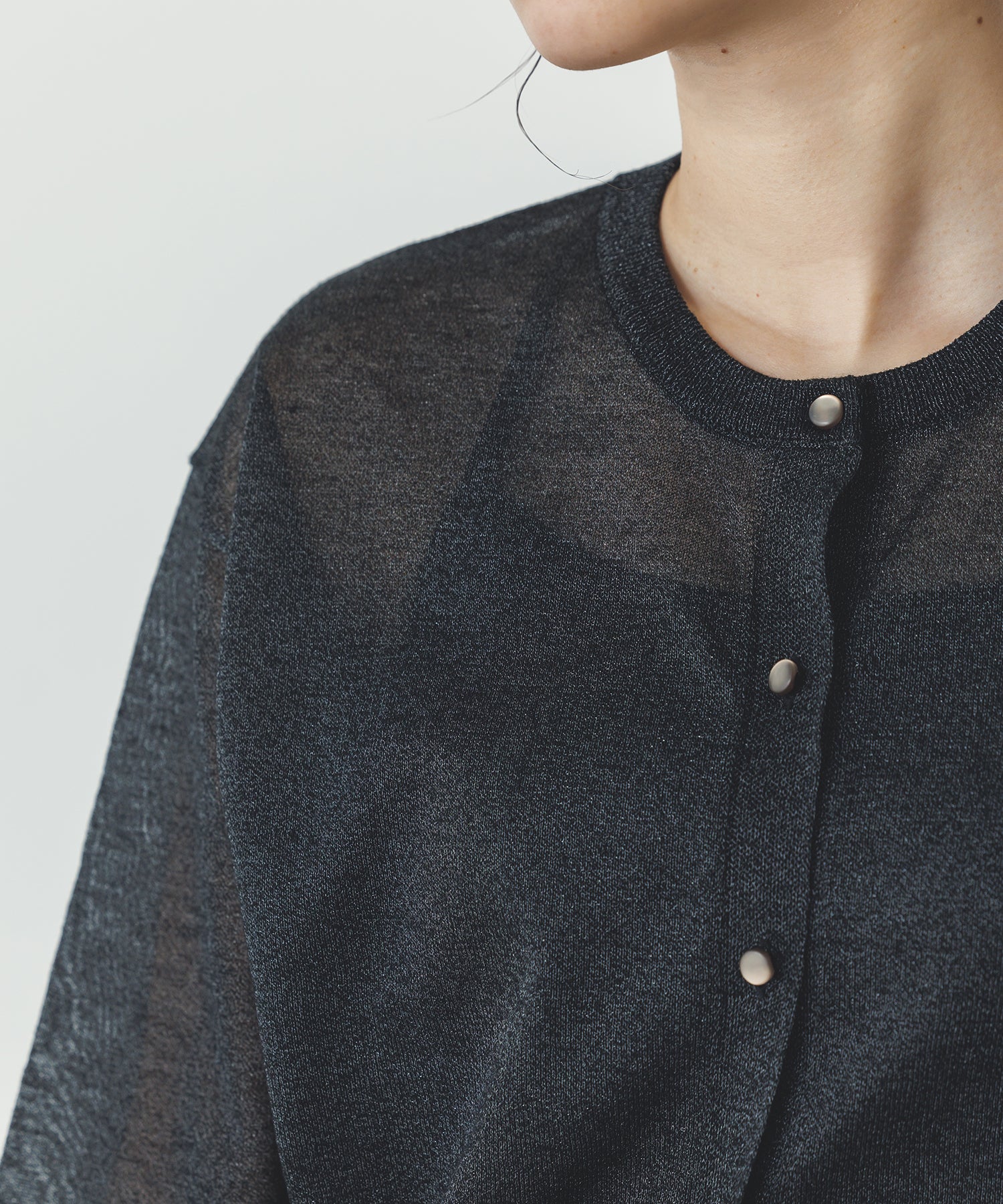 バイカラー シアーニットカーデ