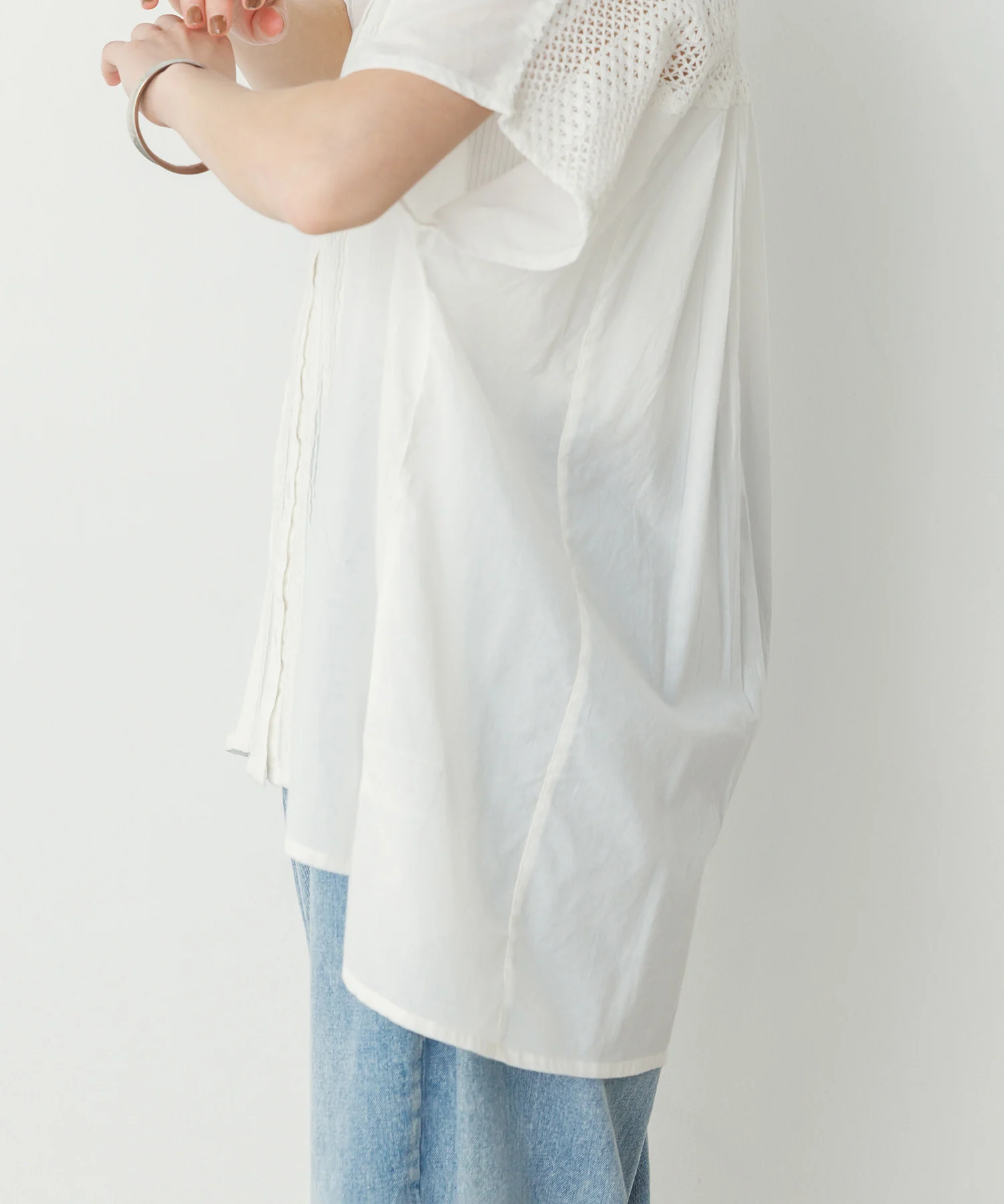 ピンタック レースシャツ