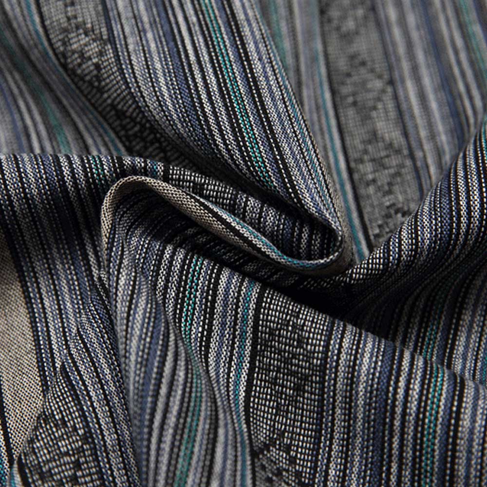 和風先染めストライプ　幾何柄ジャカード半袖シャツ