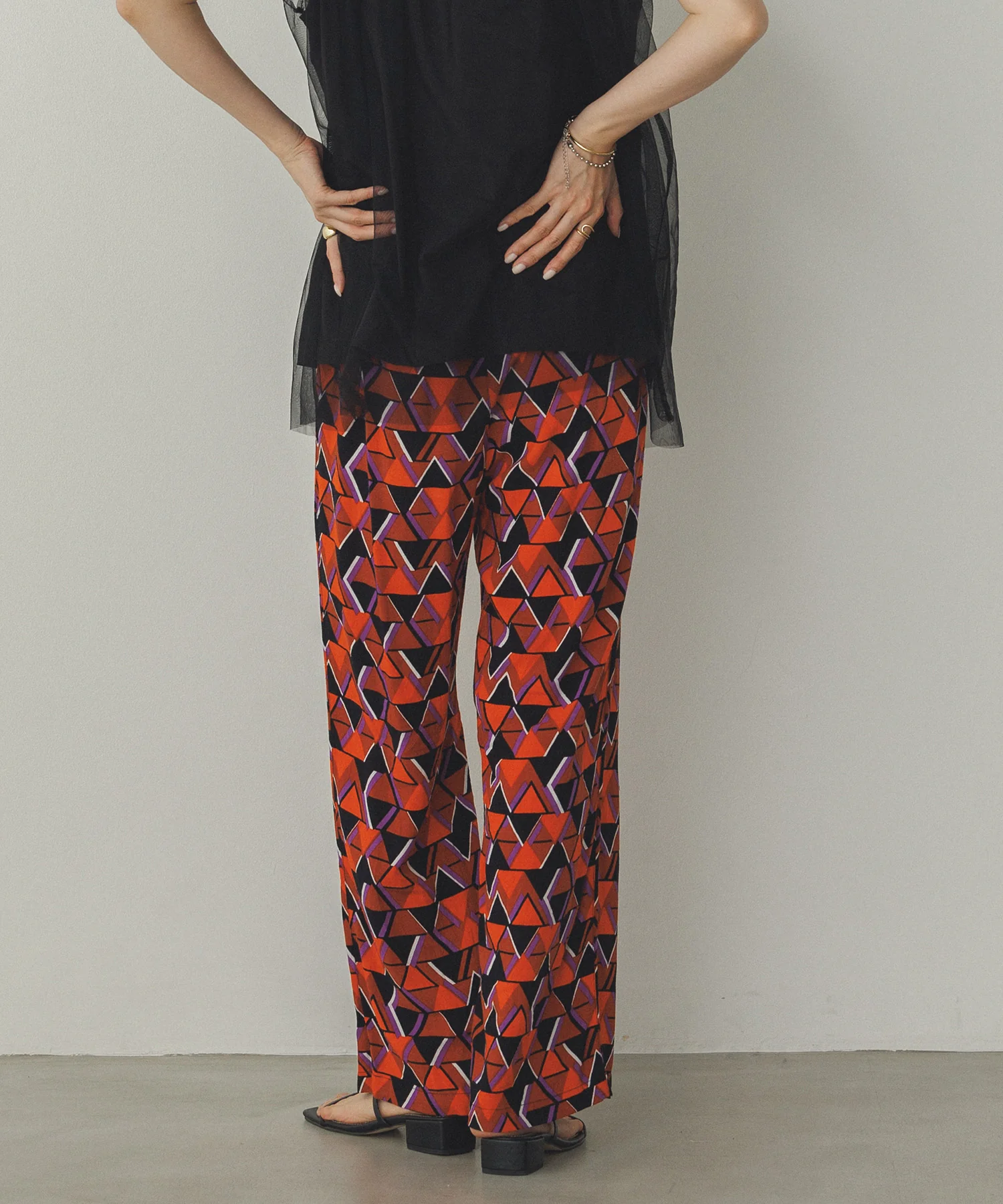 レーヨン プリントストレートパンツ