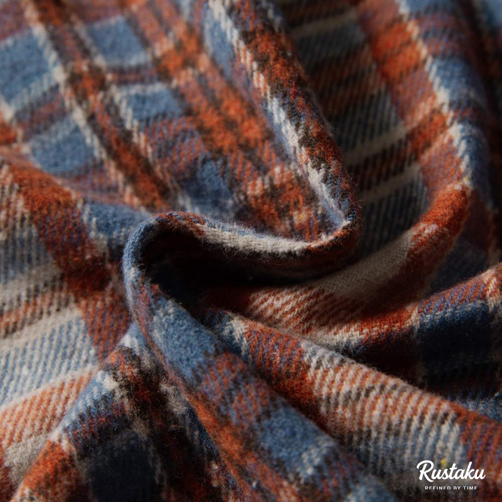 配色チェック切り替えデニム　長袖シャツジャケット