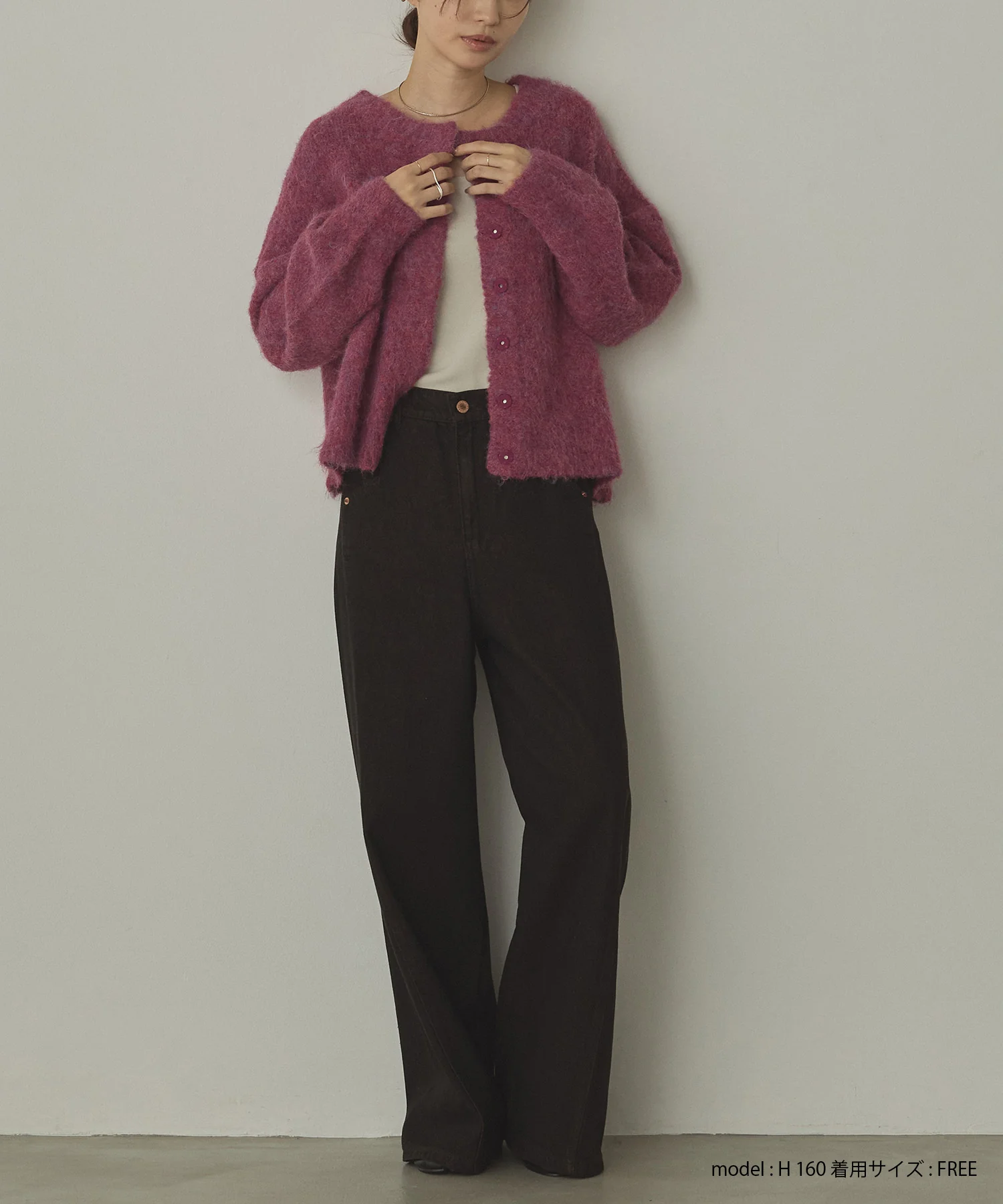 スラブデニム/ラメ ワイドパンツ　