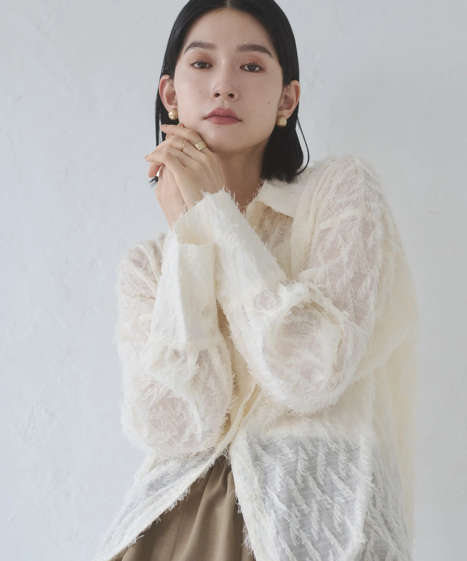 フェザーライク オーバーシアーシャツ