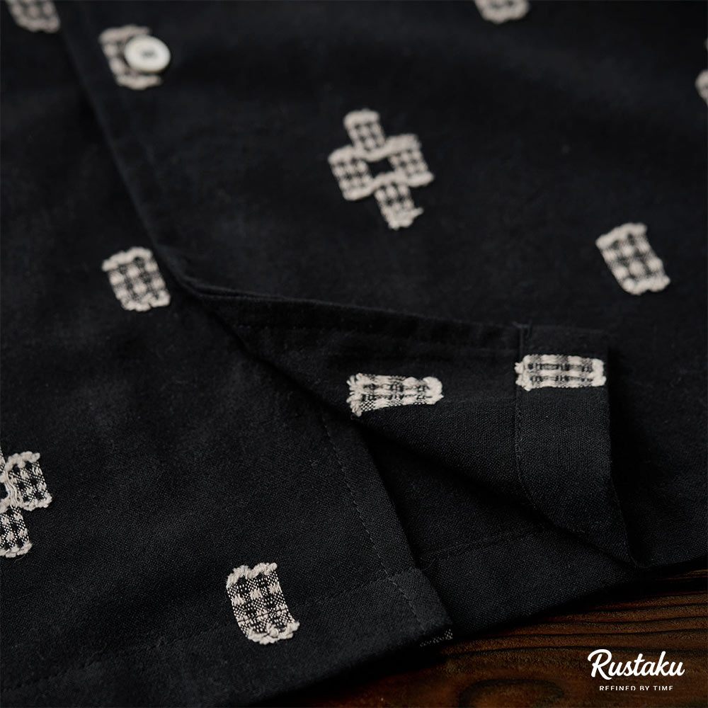 アメカジネイティブ柄刺繍ジャカード半袖シャツ