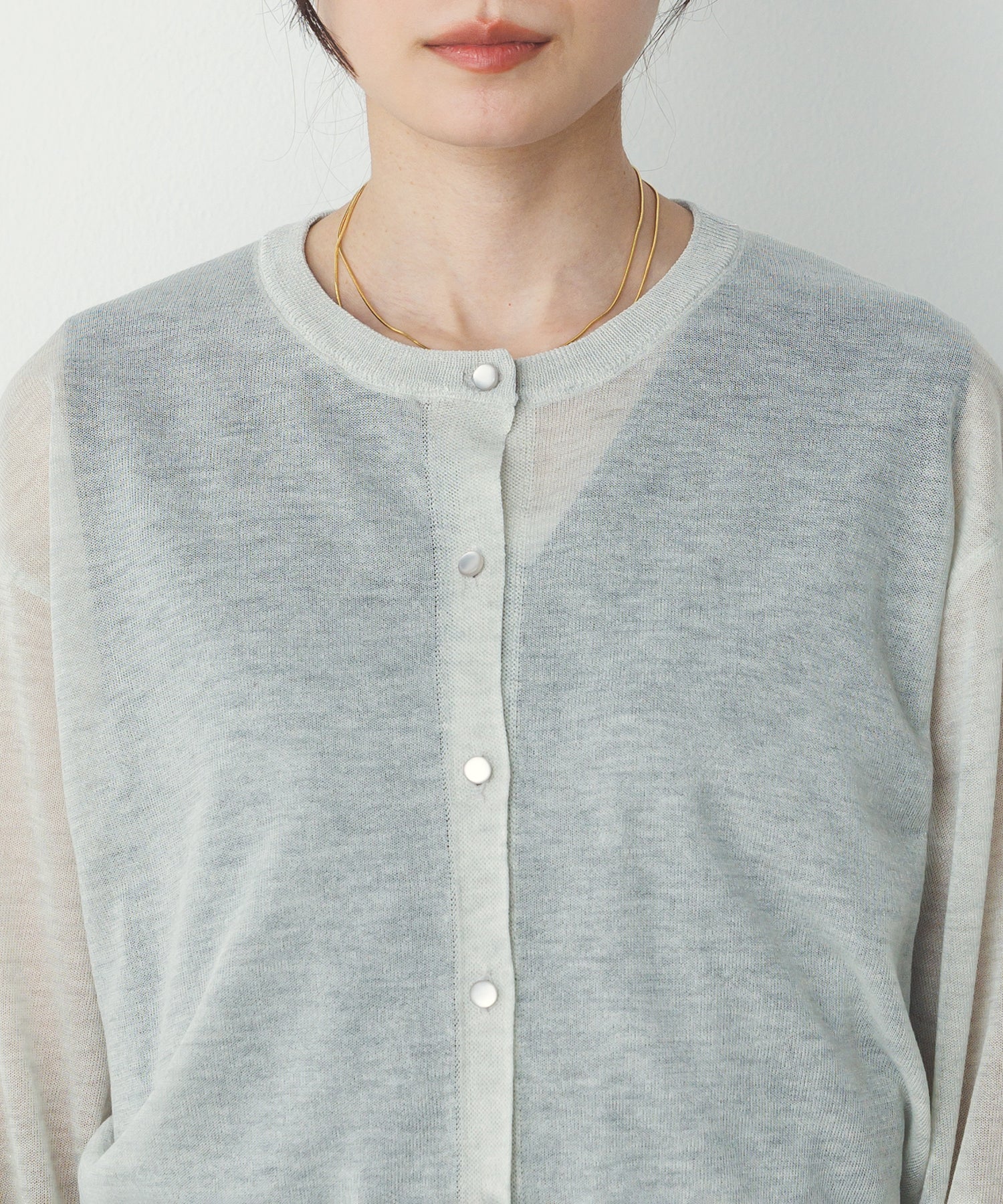 バイカラー シアーニットカーデ