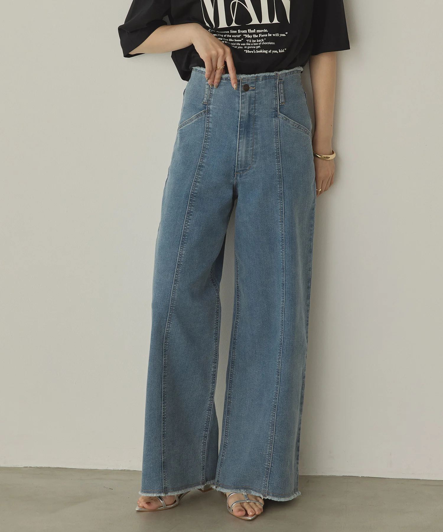 ツイル/デニム ワイドパンツ