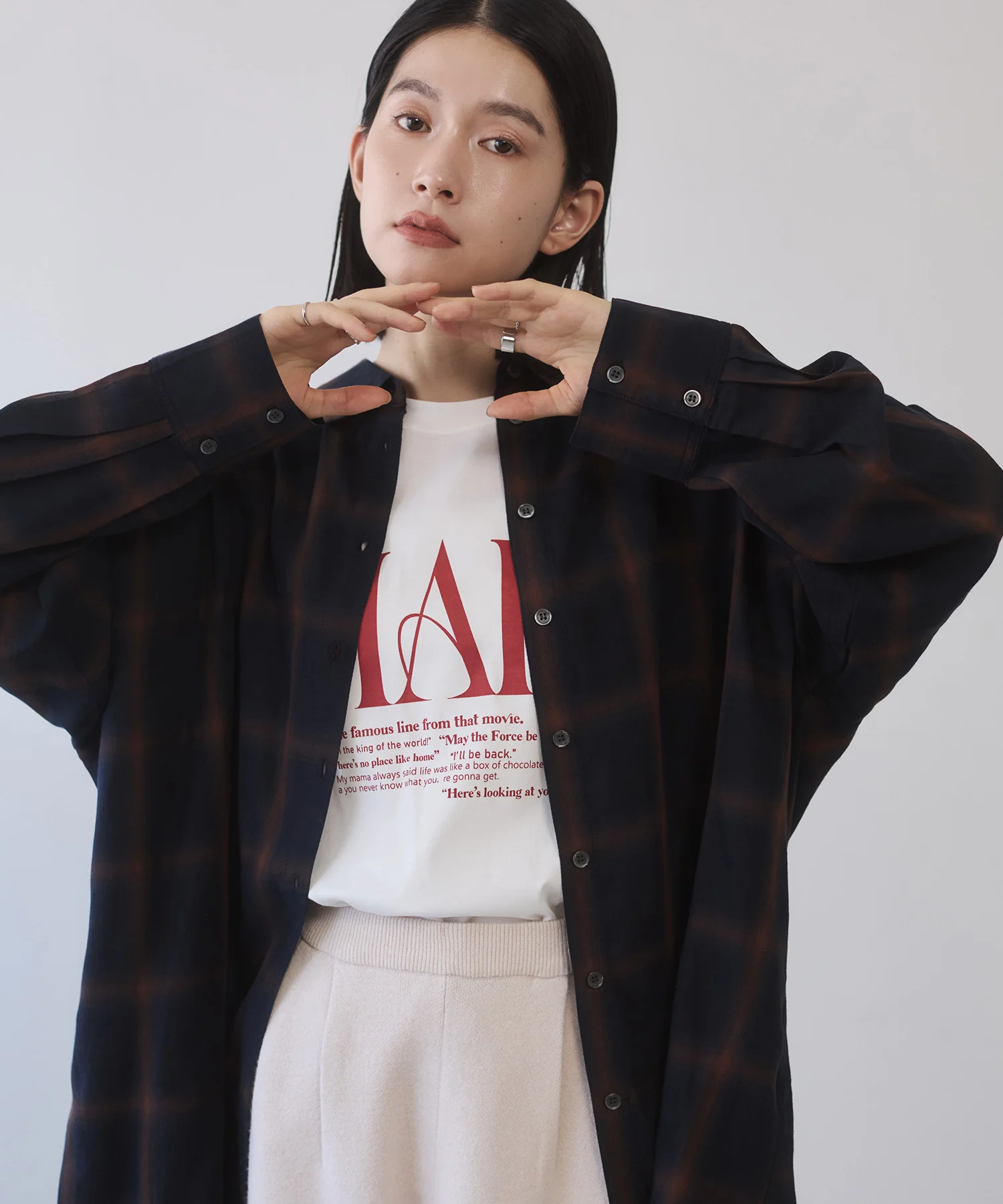 オンブレチェック オーバーシャツ