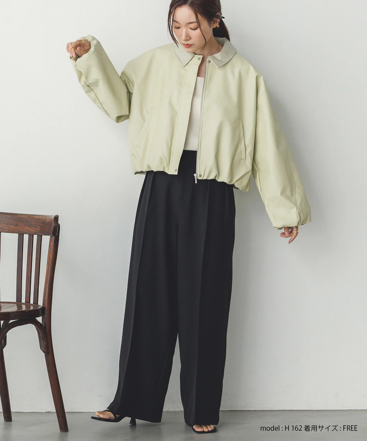 フェイクレザー バルーンブルゾン