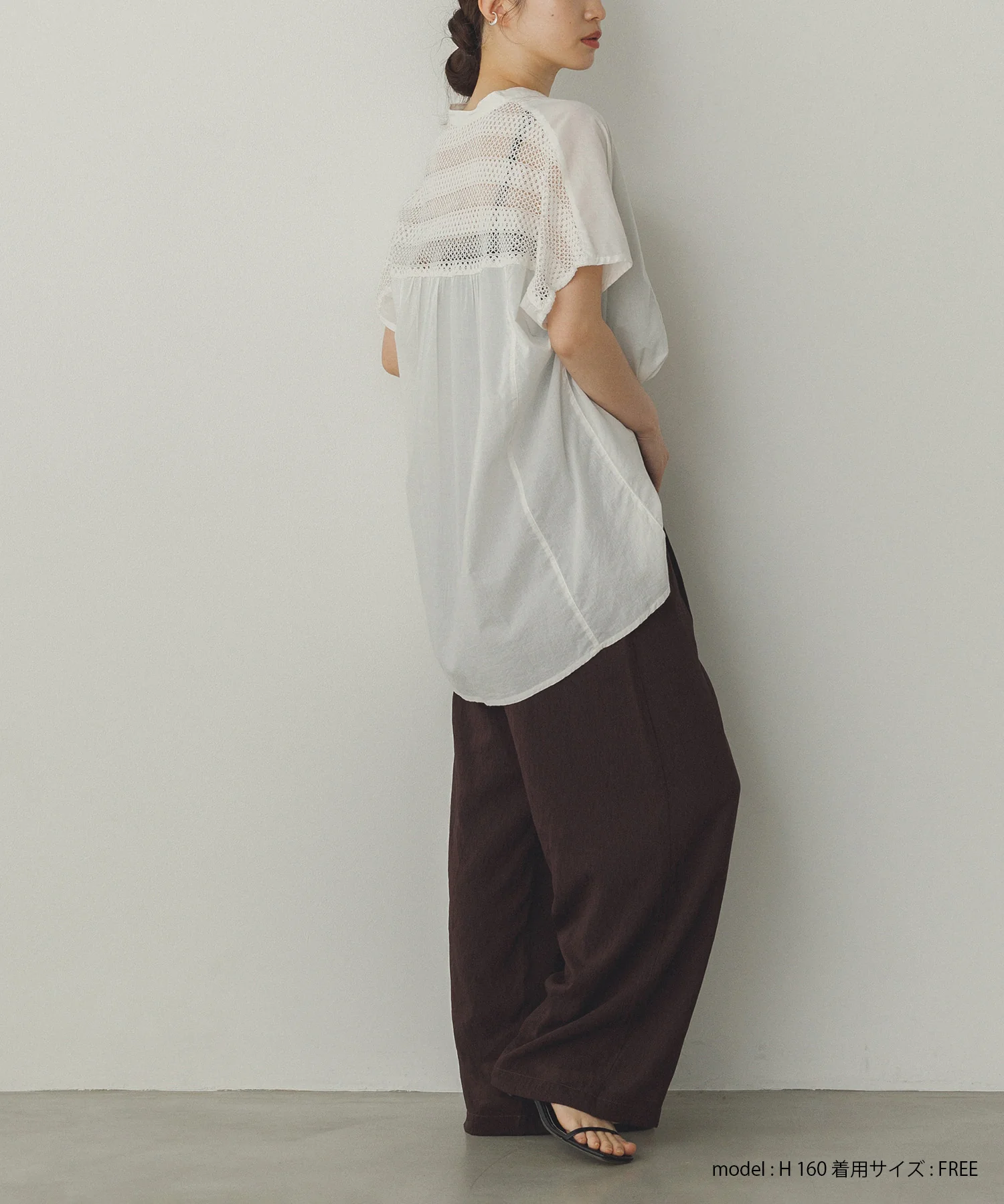 ピンタック レースシャツ