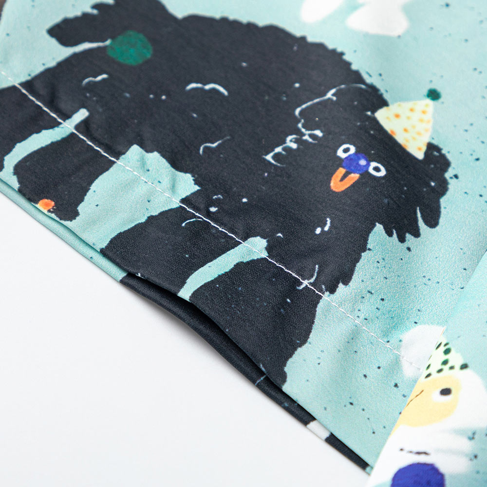 原宿風　犬総柄プリント半袖シャツ