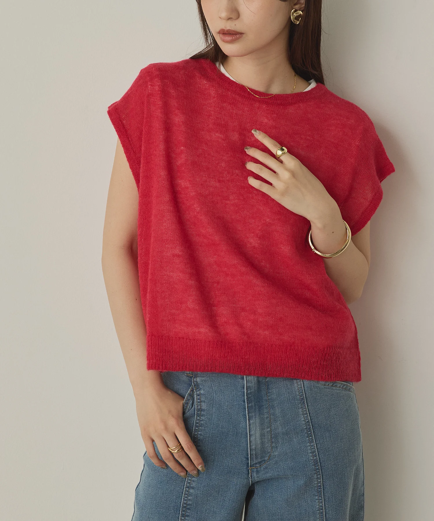 前後2WAY バックリボンシアーニット