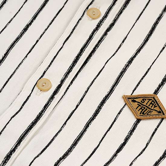 手描き風ストライプ 　ベースボールシャツ長袖