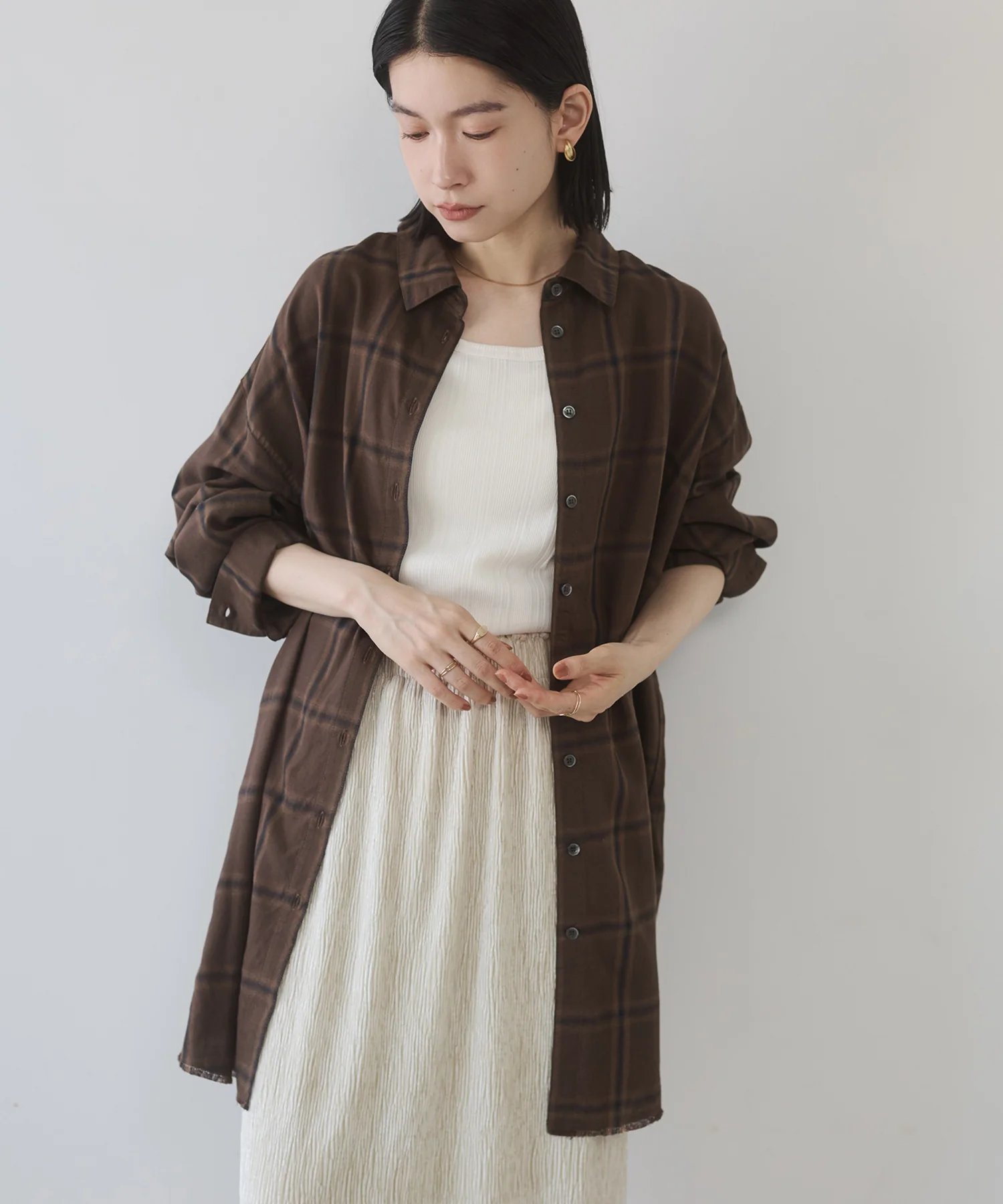 オンブレチェック オーバーシャツ