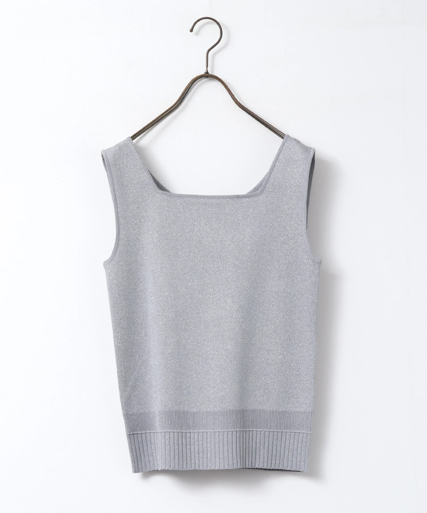 前後2WAY スクエアラメニット タンクトップ