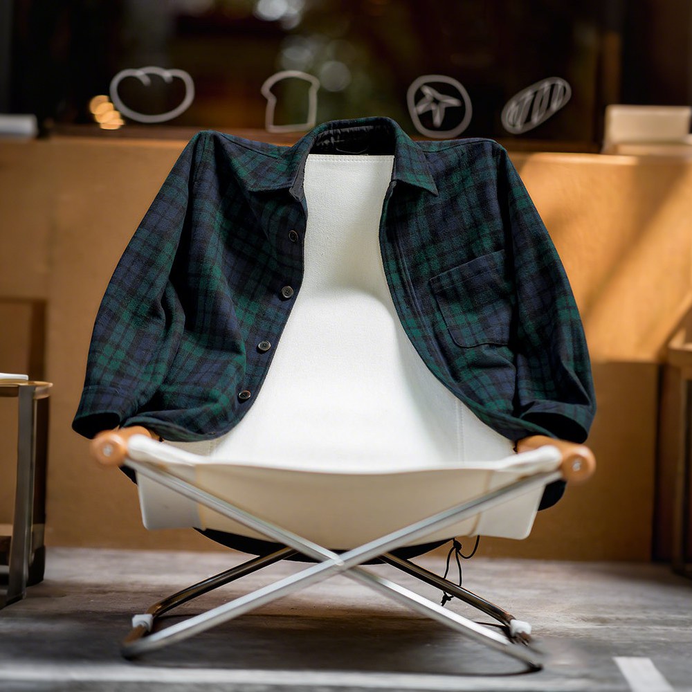 ウール混紡　ブラックウォッチ柄ワークシャツ