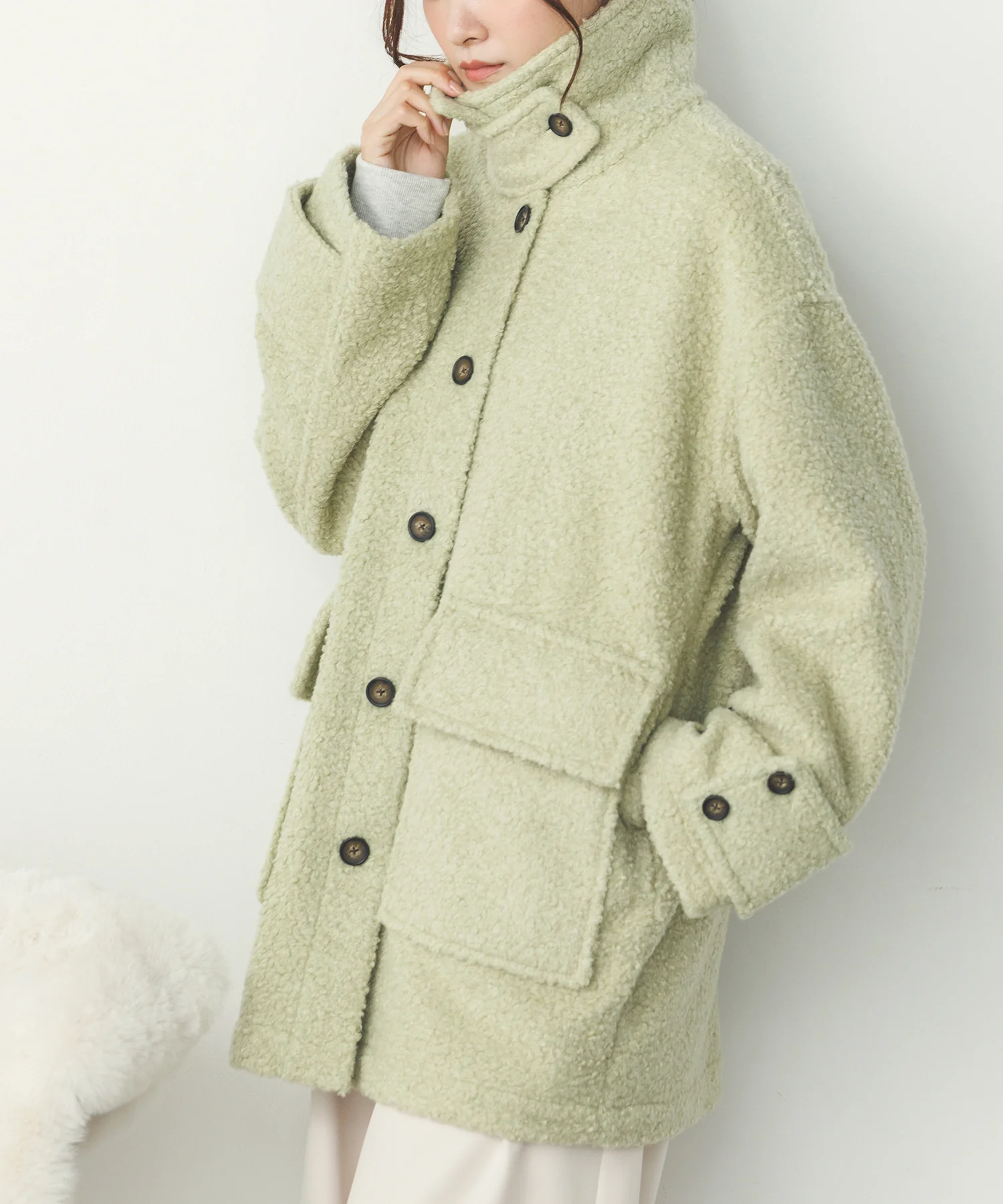 ブークレ ミドルシャツコート