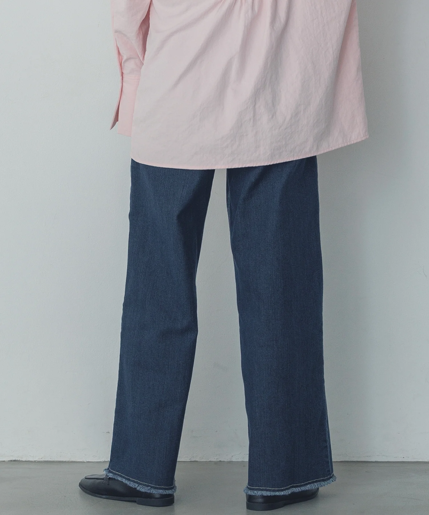 デニム/ツイル ハイウエストワイドパンツ