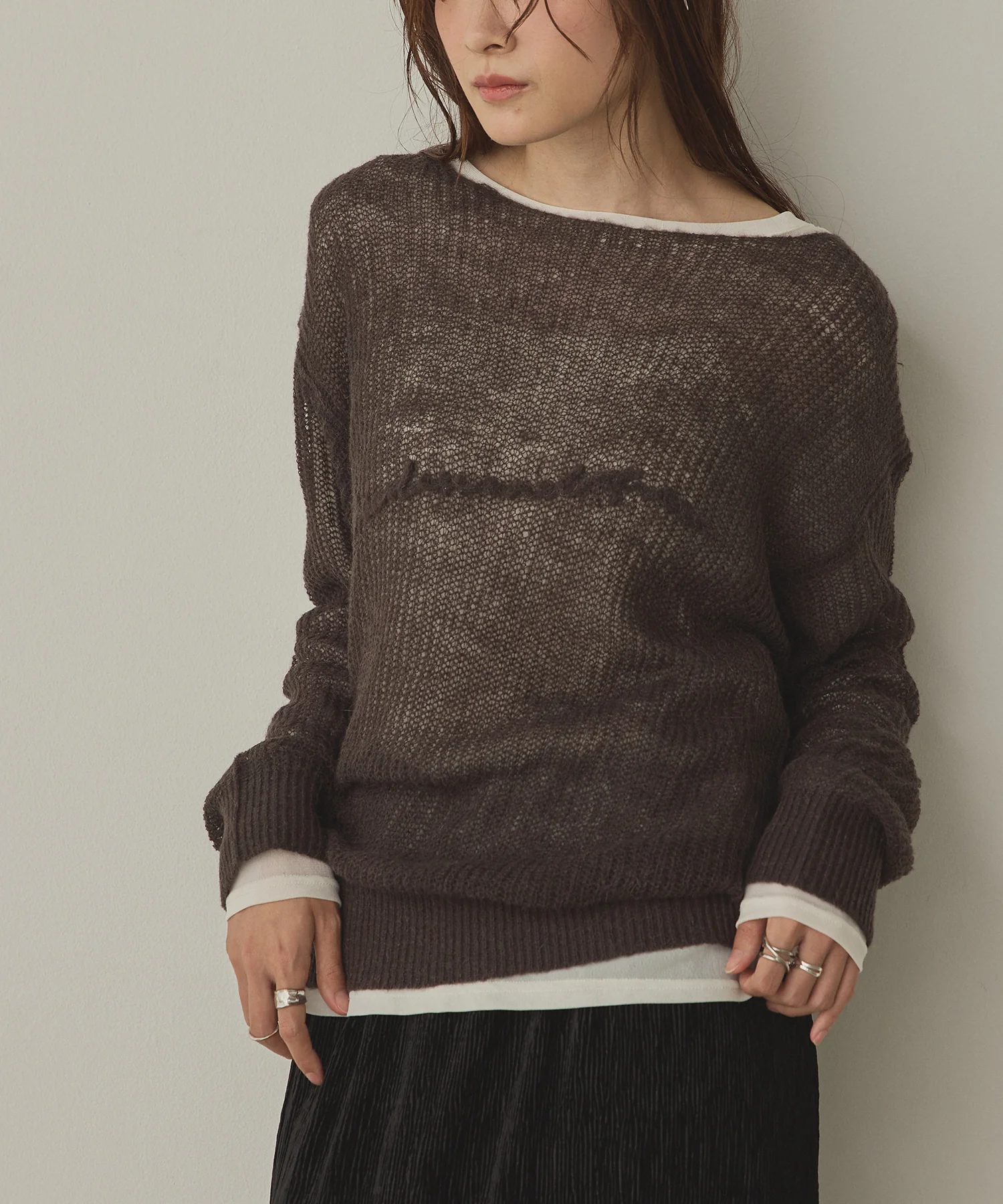 アルパカニット ロゴシアートップス