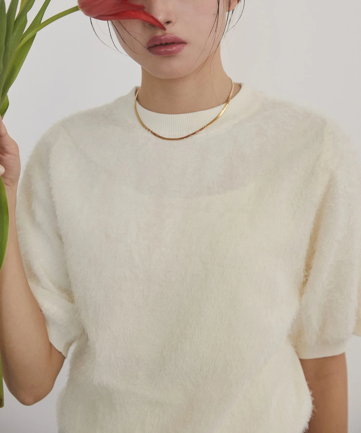 シアージャガード ハーフスリーブニット