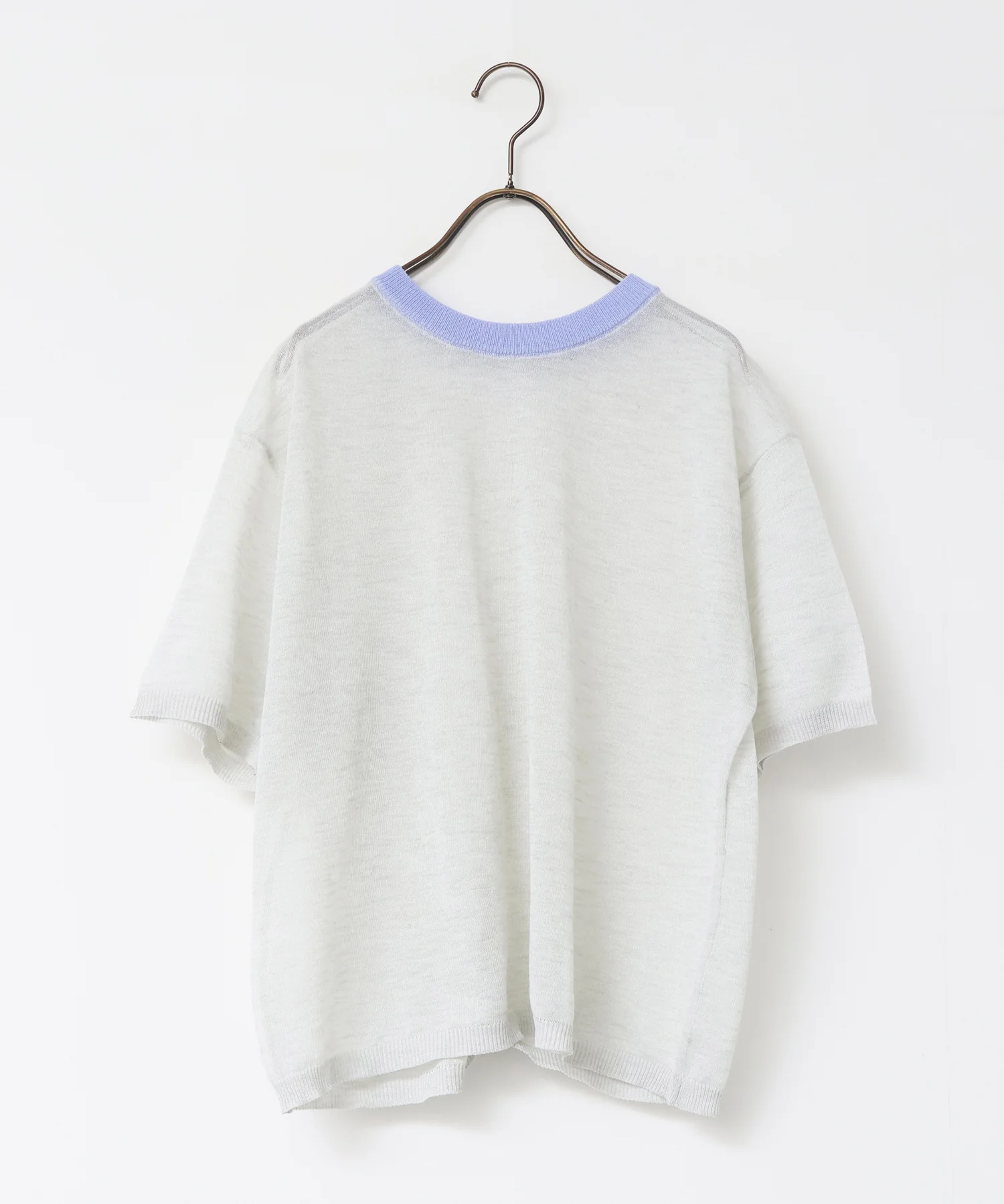 バイカラー シアー半袖ニット