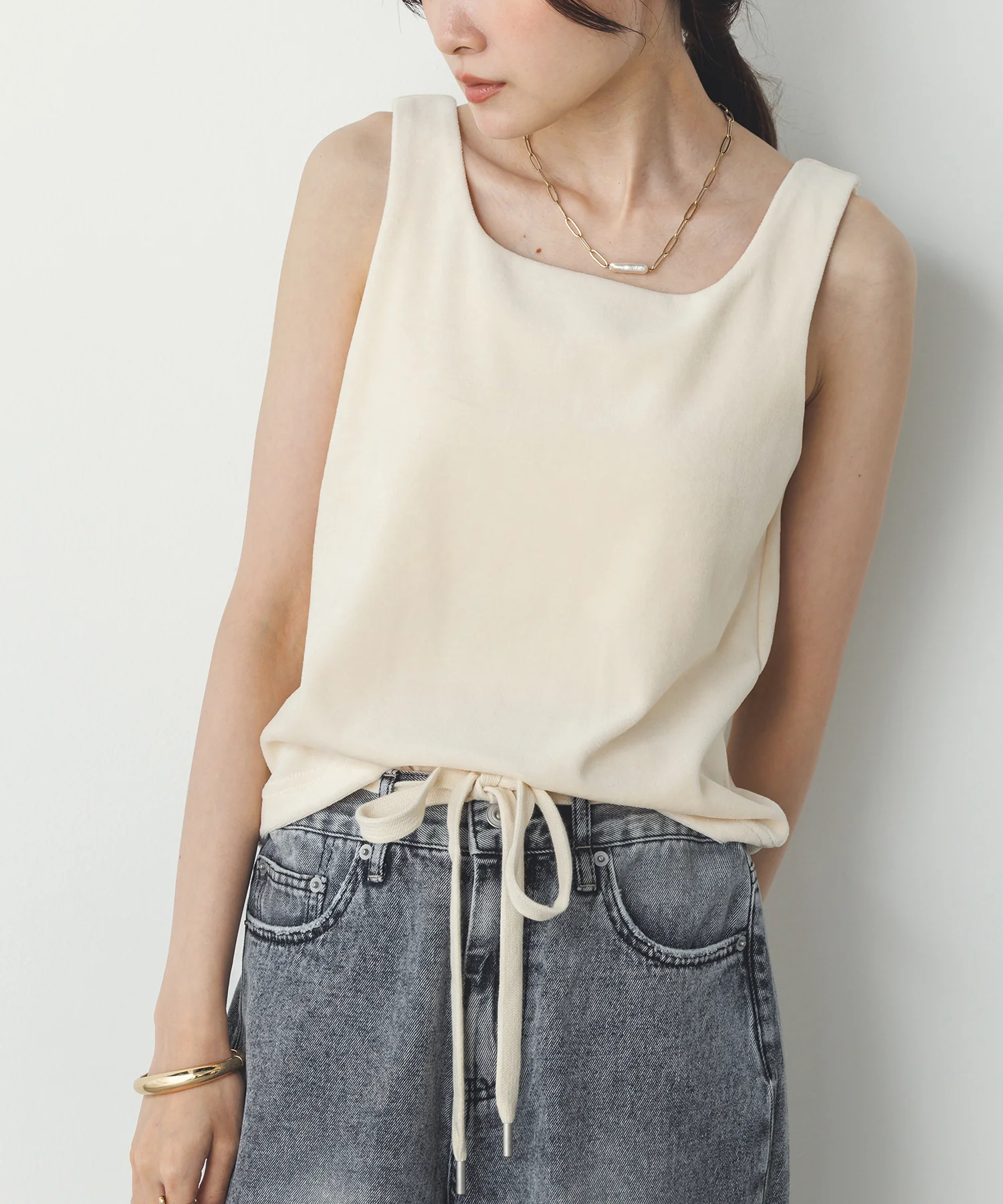 前後2WAY ベロア スクエアタンク