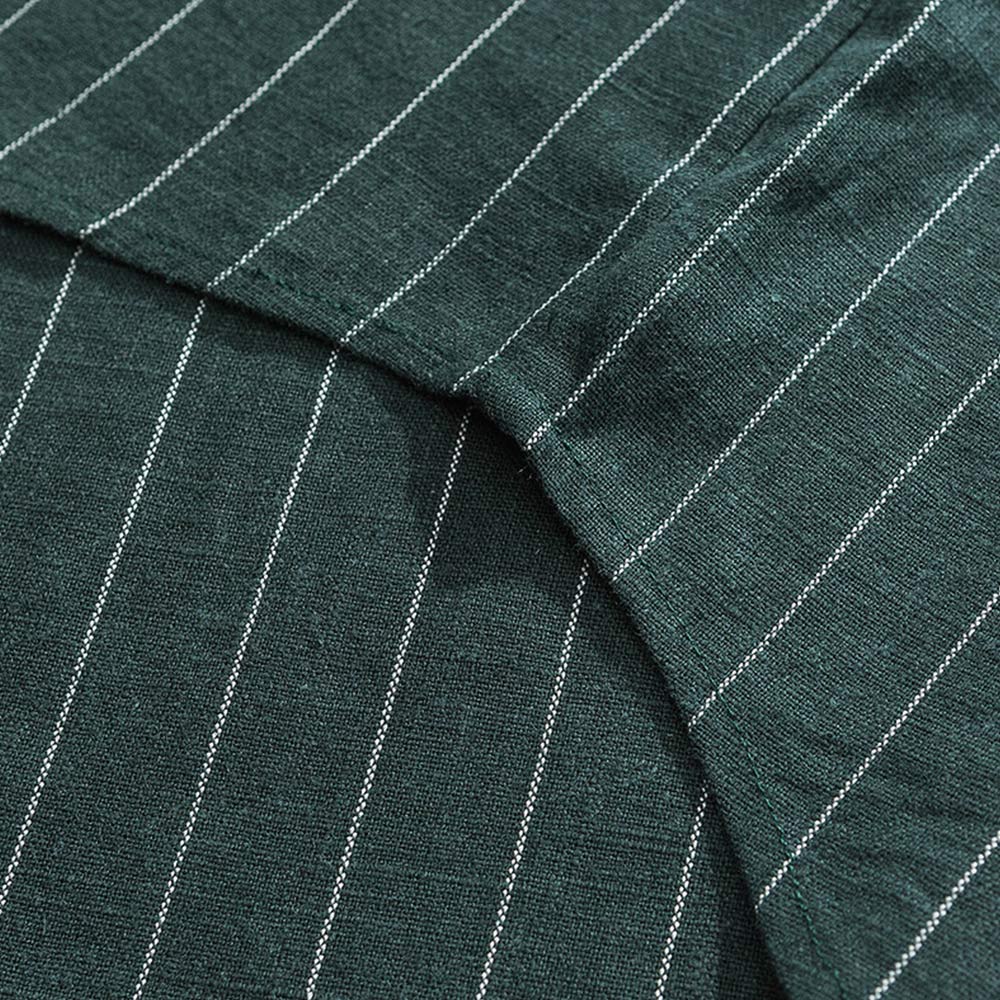 ビジネスカジュアル　ストライプコットンリネンシャツ長袖