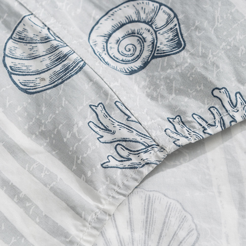 貝化石プリント　オープンカラーシャツ