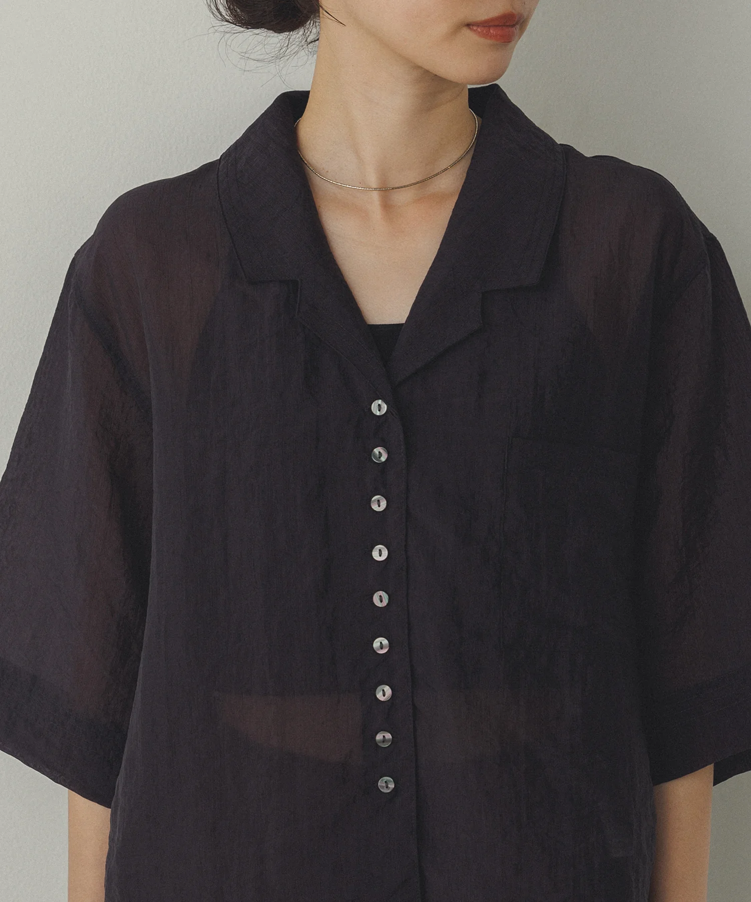 半袖 ツヤシアーシャツ