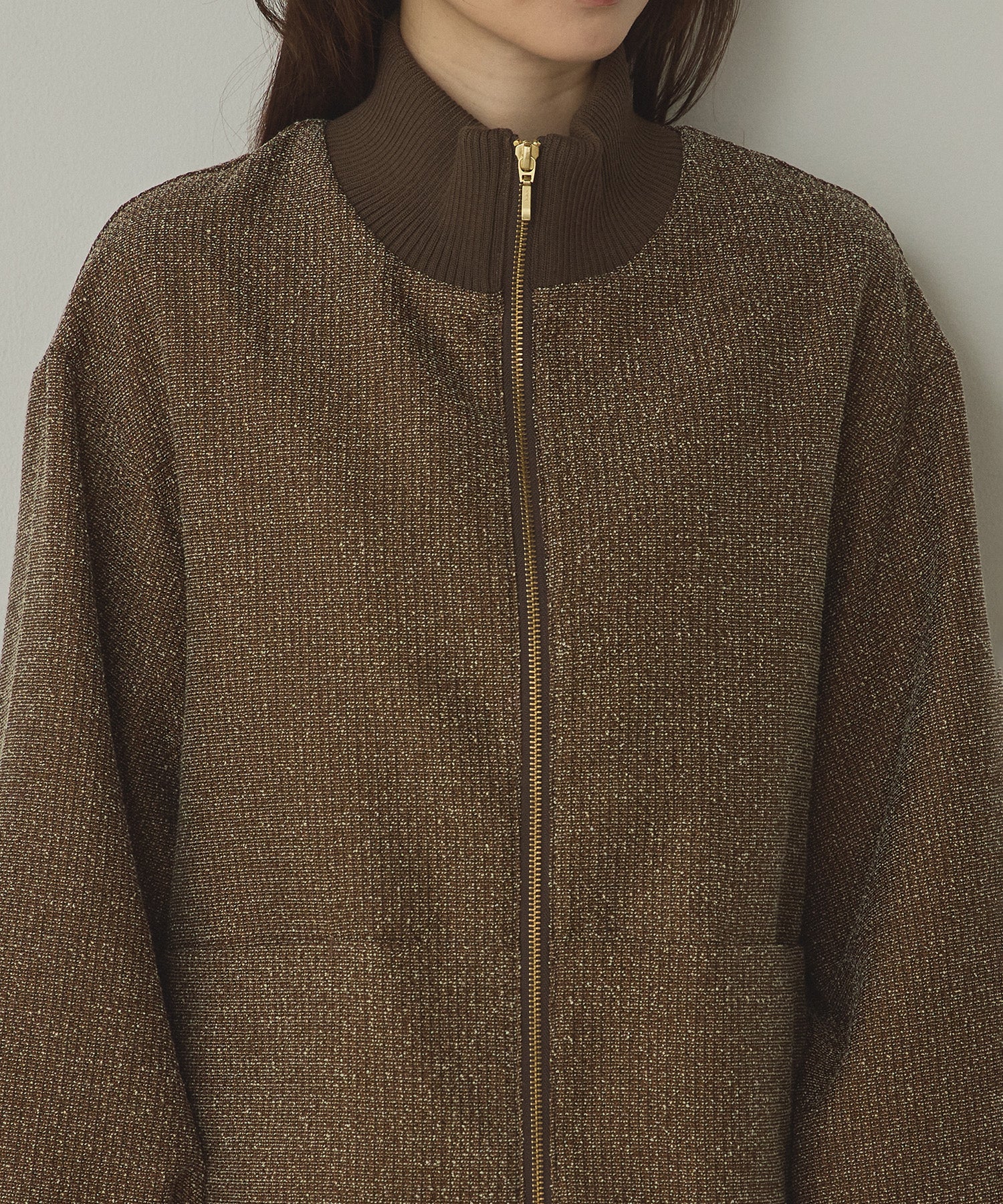 スタンドカラー ツィードブルゾン