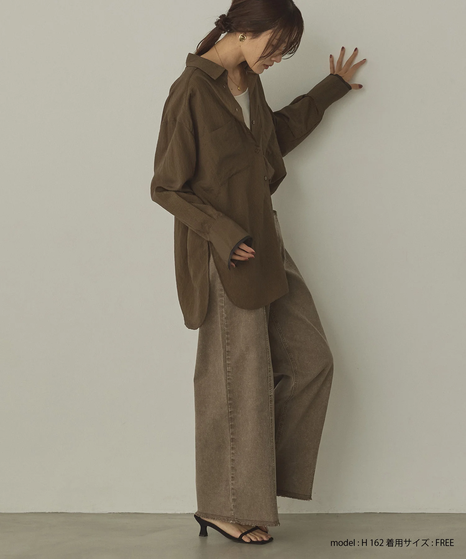 ツヤストライプ オーバーシャツ