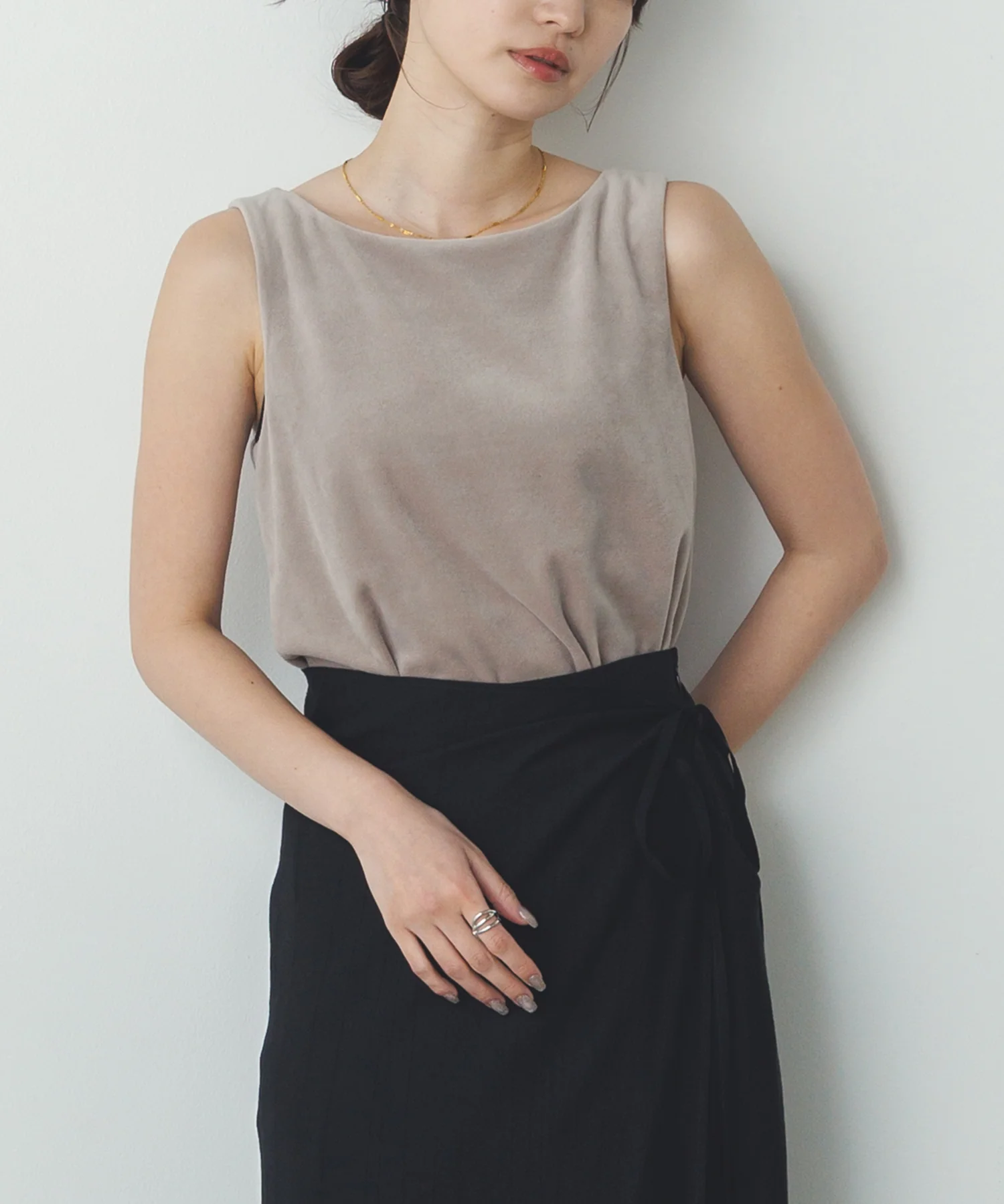 前後2WAY ベロア スクエアタンク